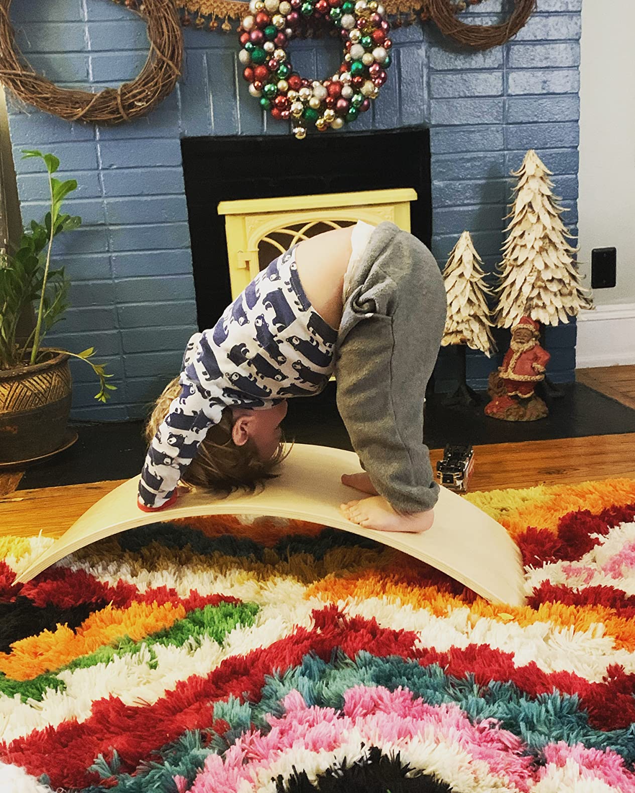 WOOD CITY Wobble Board, Wooden Balance Board Kids for Toddlers & Adults, Curvy Rocker Board for Yoga and Exercise Indoor & Outdoor, Open Ended Learning Toy Gift customer photo 1
