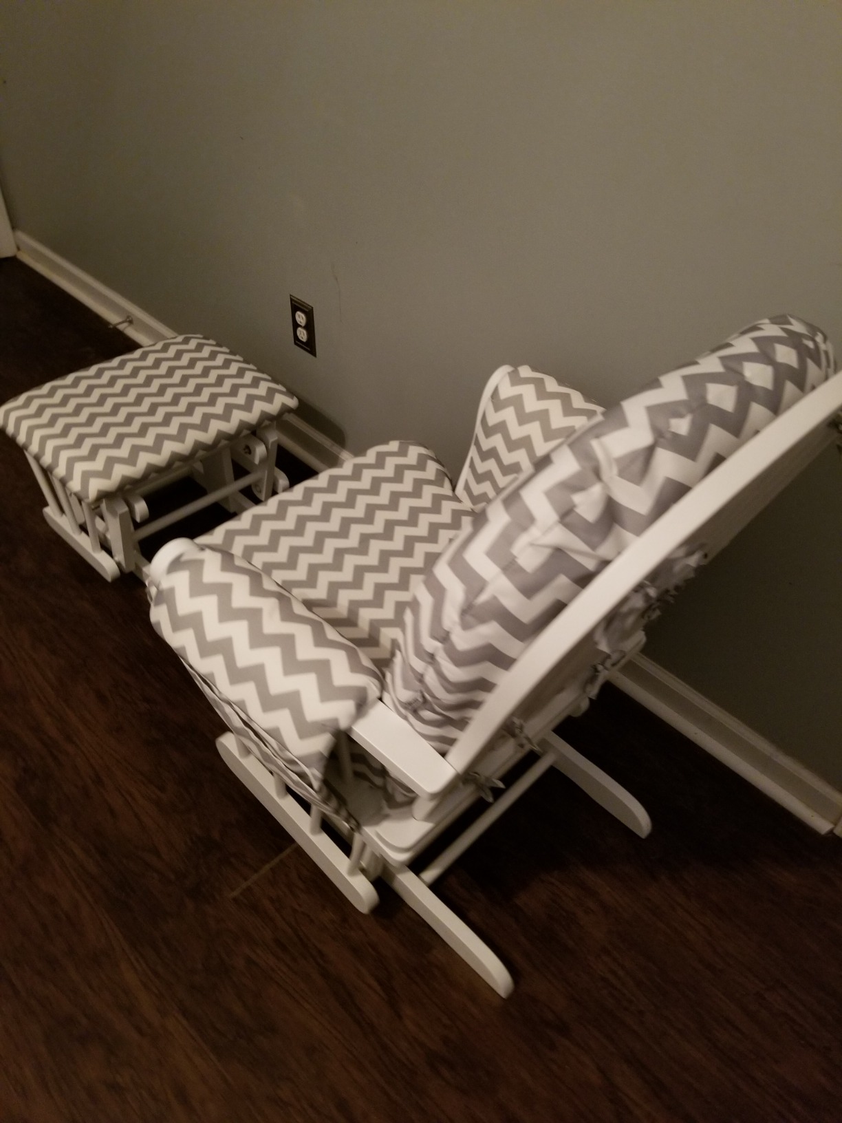 Costzon Nursery Glider with Ottoman, Upholstered Comfort Glider Rocker with Padded Cushion, Storage Pocket, Solid Wood Base, Rocking Chair Nursery for Breastfeeding, Napping (Dark Gray) customer photo 2