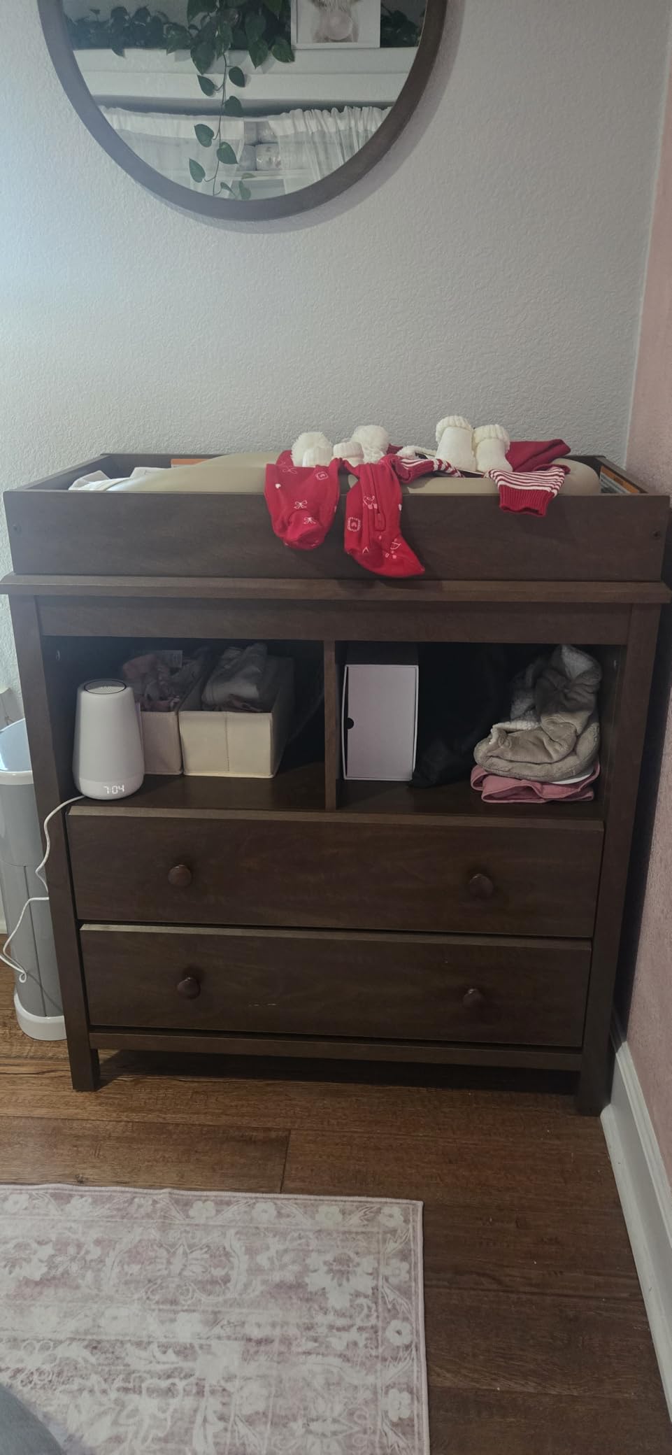 Storkcraft Alpine 2 Drawer Changing Table Chest, White | GREENGUARD Gold Certified Baby Dresser with Removable Changing Table Topper, Includes Interlocking Drawer System customer photo 1
