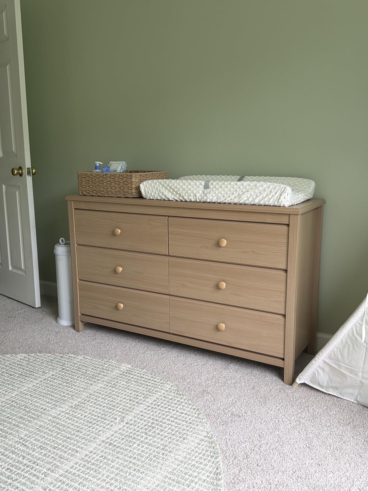 Storkcraft Alpine 2 Drawer Changing Table Chest, White | GREENGUARD Gold Certified Baby Dresser with Removable Changing Table Topper, Includes Interlocking Drawer System customer photo 2