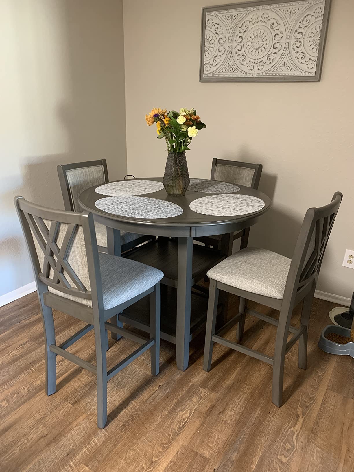 New Classic Furniture Amy 5-Piece Counter Dining Table Set, Gray customer photo 1