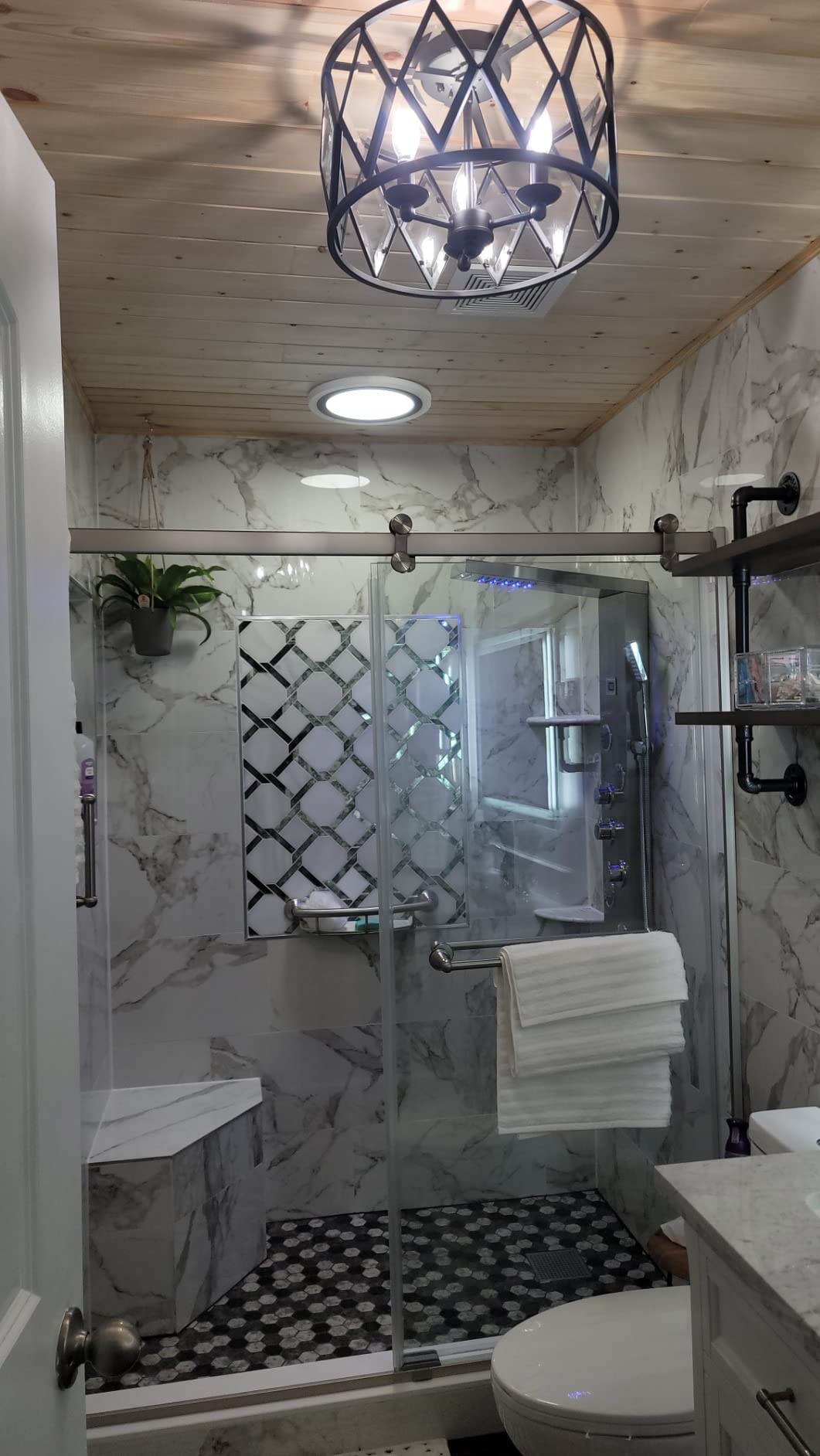 LED Shower Panel with Rainfall, Waterfall, Jets, Handheld,Tub Spout | Stainless Steel Brushed Nickel 6-in-1 Shower Panel Tower System Temperature Display Show Water Temperature Massage Jet Spray customer photo 1