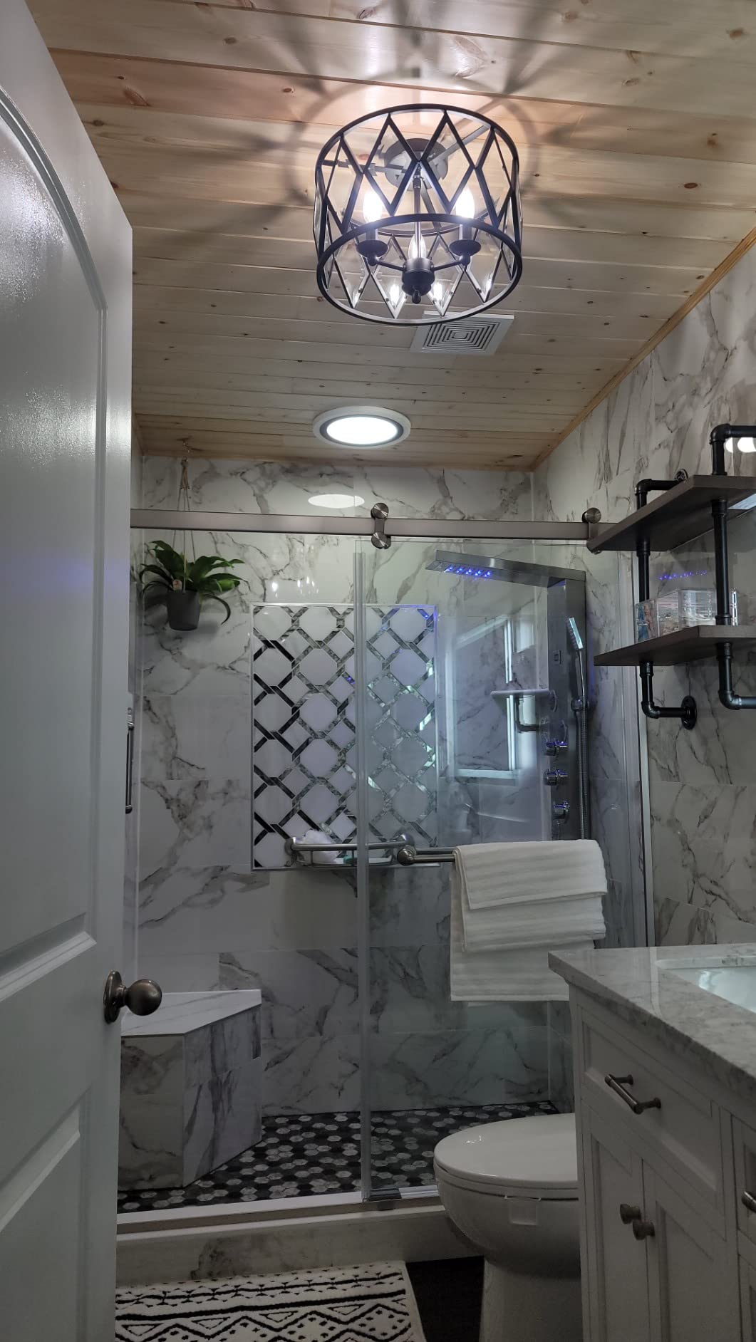 LED Shower Panel with Rainfall, Waterfall, Jets, Handheld,Tub Spout | Stainless Steel Brushed Nickel 6-in-1 Shower Panel Tower System Temperature Display Show Water Temperature Massage Jet Spray customer photo 2