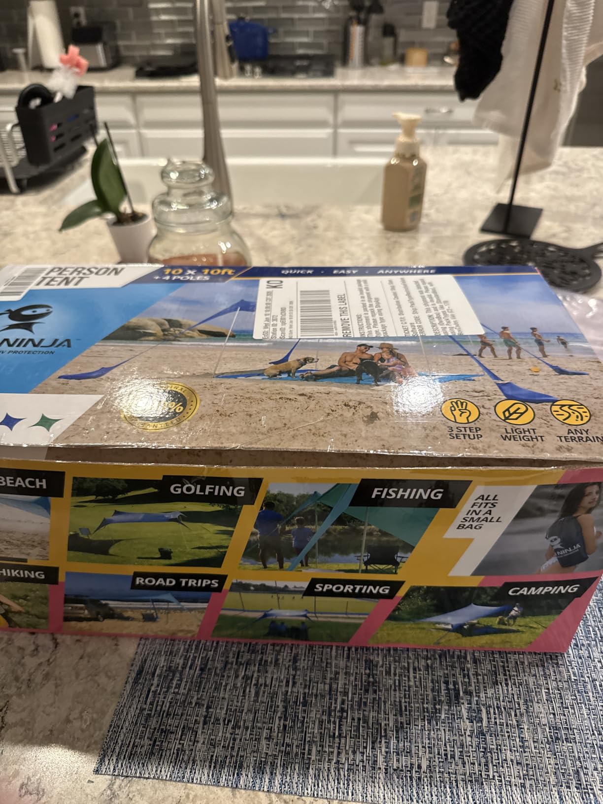 Sun Ninja Beach Tent Sun Shelter UPF50+ - Easy Pop Up Beach Canopy - Outdoor Shade for Camping Trips, Fishing, Backyard Fun Picnics - Sand Shovel, Ground Pegs & Stability Poles | Beach Canopy Tent Sun Shade, Cabana Includes Carry Bag, Sand Shovel, Ground Pegs, 4 Poles & Anchor Bags customer photo 2