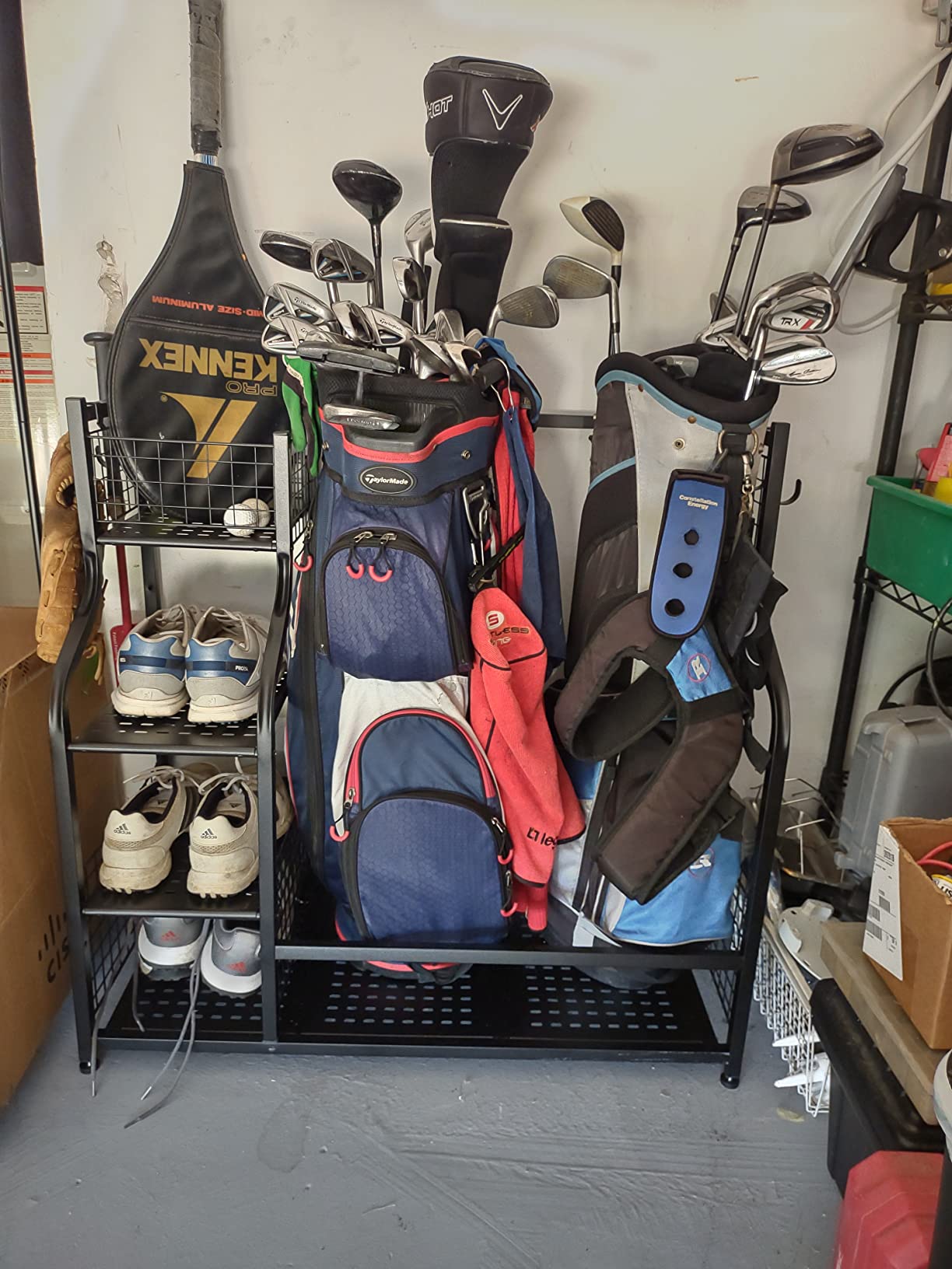 PLKOW Golf Bag Storage Garage Organizer, Extra Large Size Golf Bag Storage Stand and Golf Equipment Rack for Garage,Shed, Basement customer photo 1