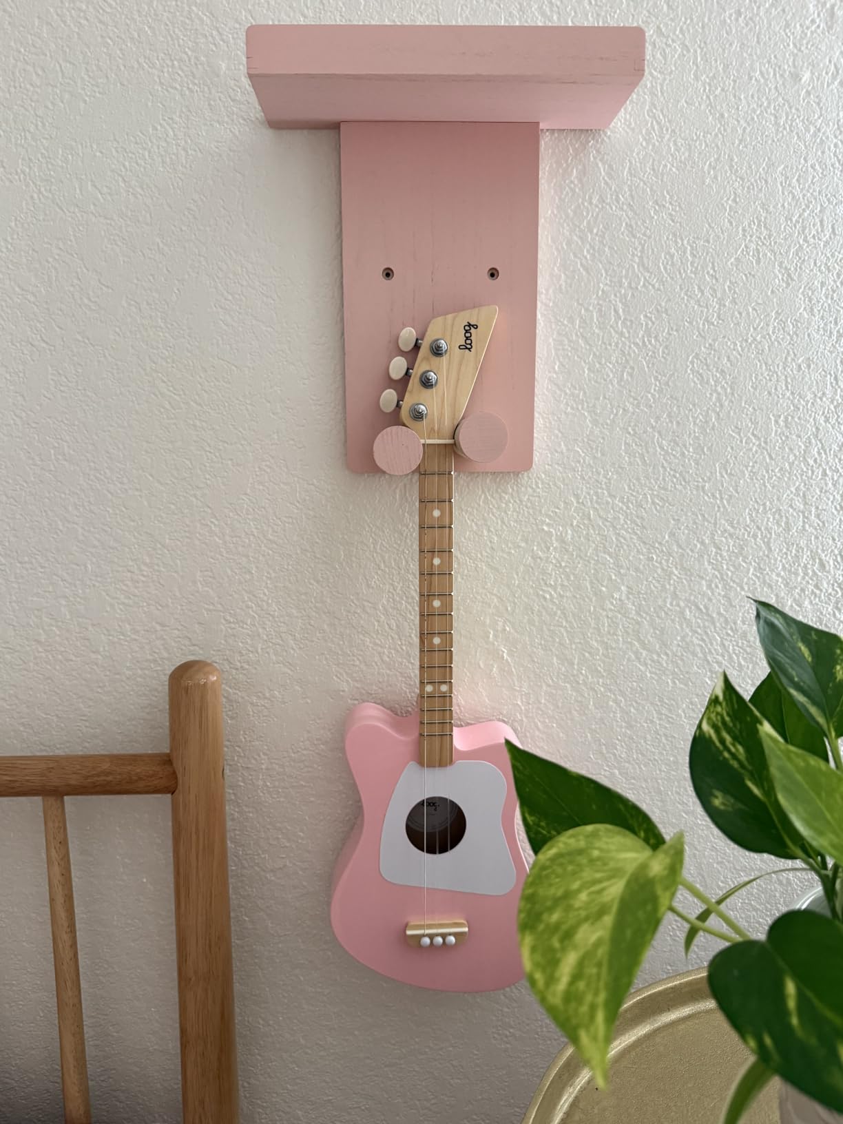 Keebofly Guitar Wall Mount Hanger with Shelf & Pick Holder, 2 Pack | Wood Guitar Hanger, Wall Guitar Stand Holder Rack, Guitar Hook for Acoustic, Electric, Bass, Ukulele, Brown, [Patented] customer photo 1