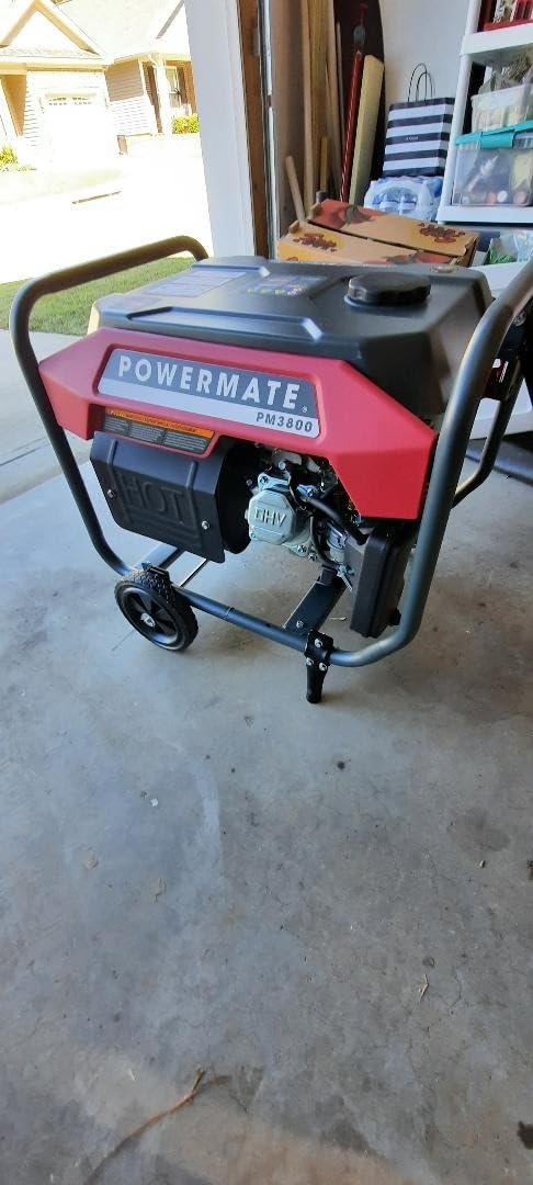 Powermate PM3800 3,800-Watt Gas-Powered Portable Open Frame Generator - Ultra-Quiet Performance - Ideal for Home, Camping, RV and Outdoor Activities - Engine Powered by Generac - 49 State - Red/Black customer photo 1