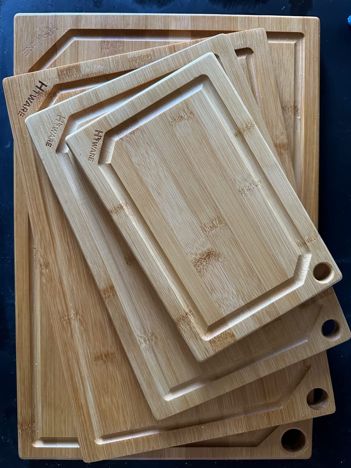 Hiware 4-Piece Extra Large Bamboo Cutting Boards Set for Kitchen, Heavy Duty Cutting Board with Juice Groove, Bamboo Chopping Board Set for Meat, Vegetables - Pre Oiled customer photo 2