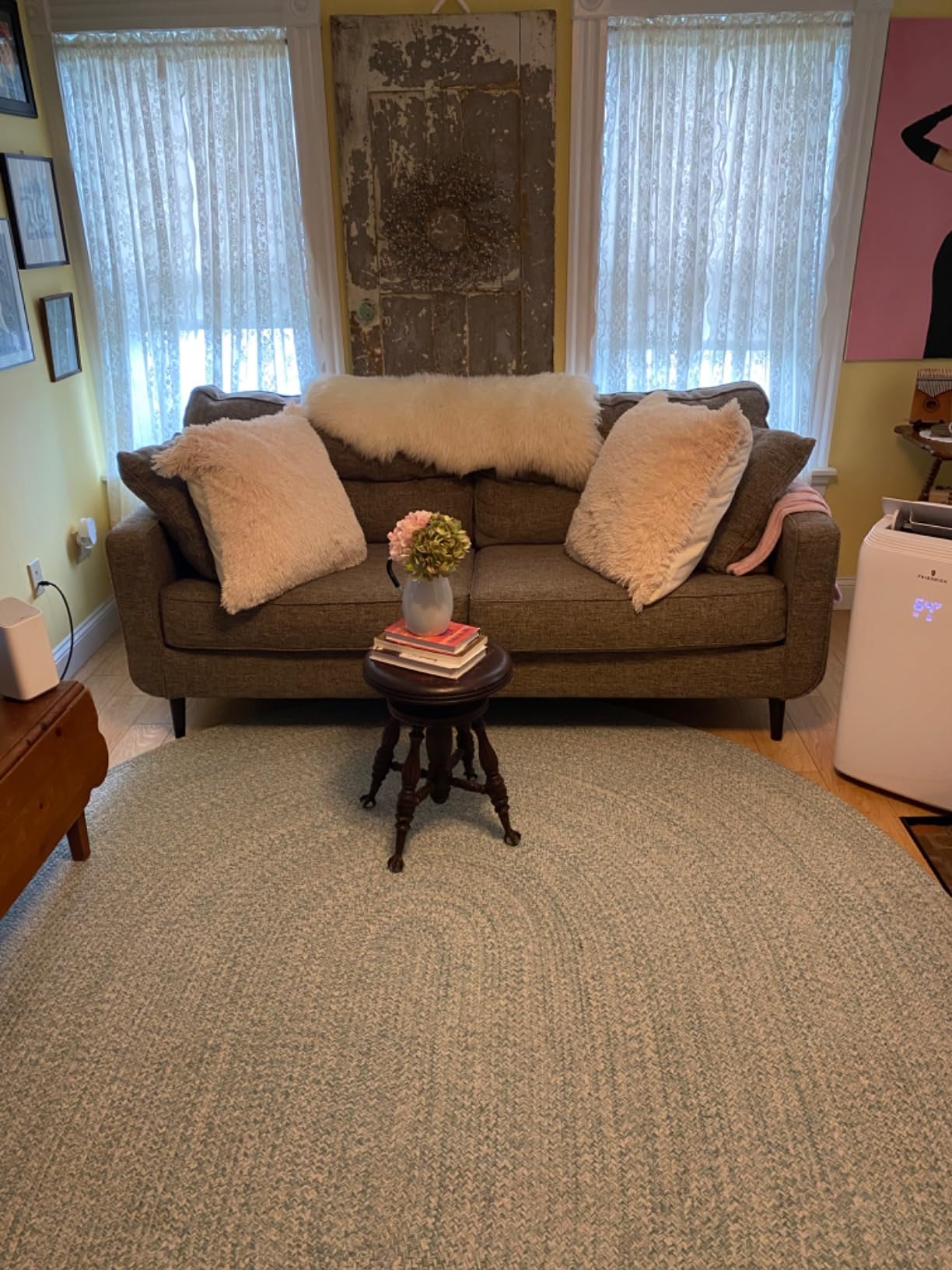 Super Area Rugs 3X5 Farmhouse Braided Rug Cotton Kitchen Reversible Carpet, Gray & White, 3' X 5' Oval customer photo 2