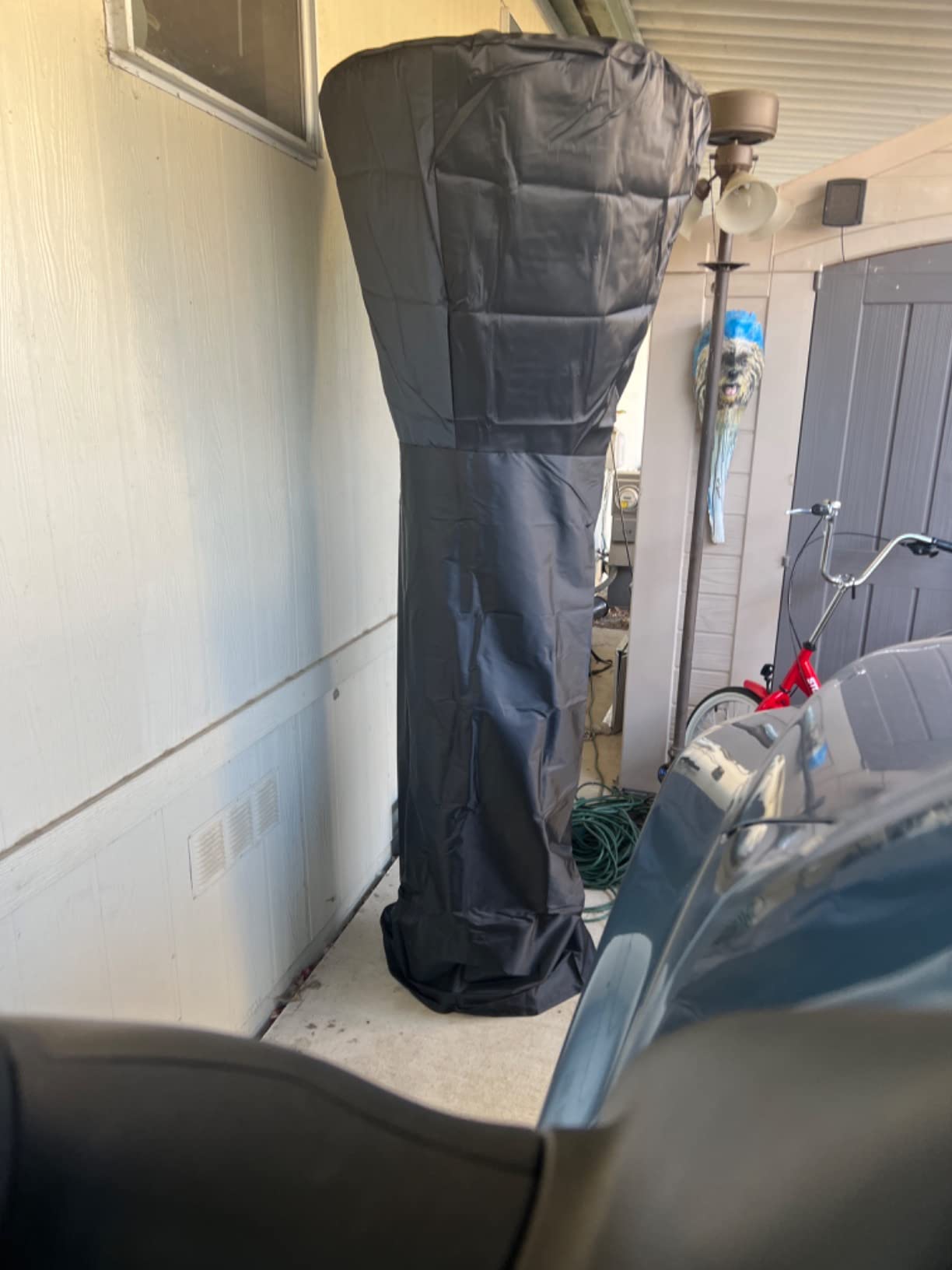 ANSTROUT 420D Patio Heater Cover, Waterproof with Zipper, Outdoor Propane Heater Cover for Any Season, Large Size: 89'H x 33'Dx19'B (Black) customer photo 1