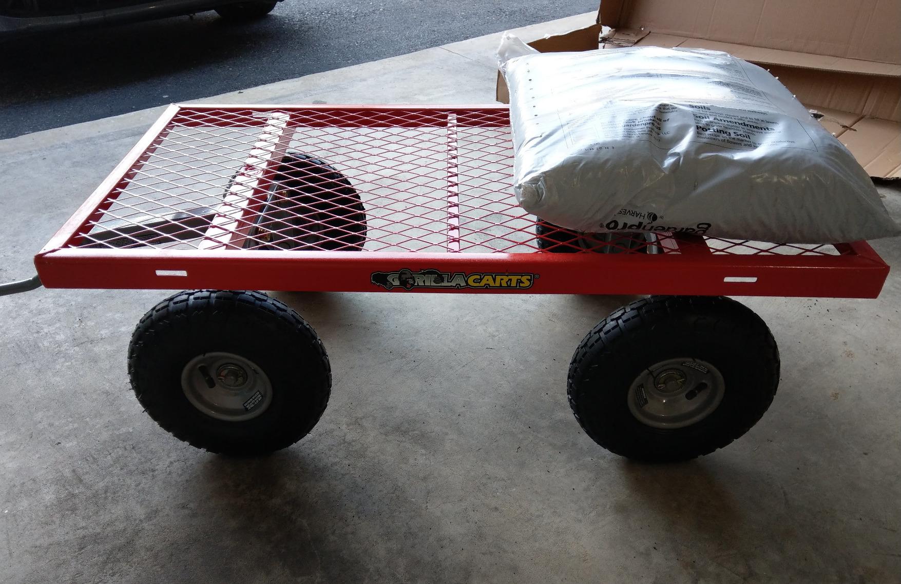 Gorilla Carts Steel Utility Cart, 4 Cu Ft Bed, 800 lb Load Capacity, Black - Heavy-Duty Outdoor Hauling Wagon with Removable Side Panels for Yard, Lawn, Garden or Landscaping customer photo 1
