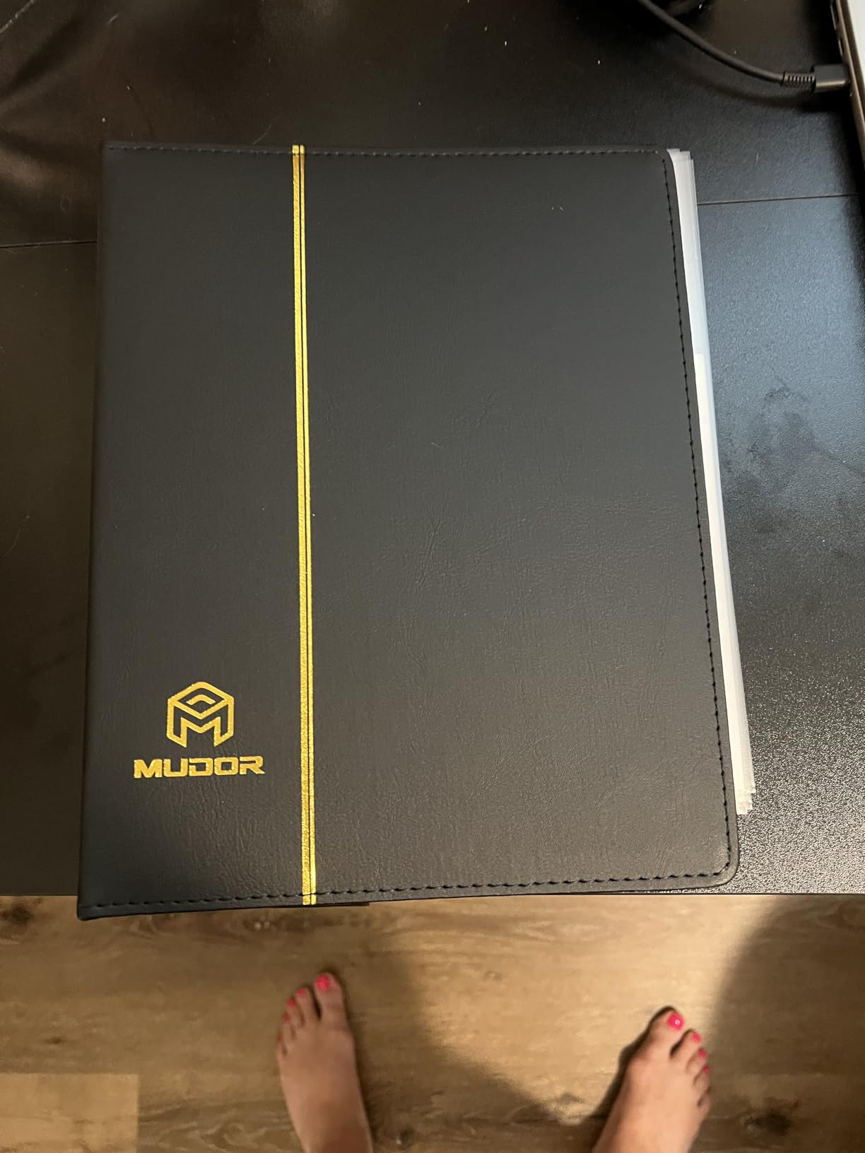 MUDOR 4 Ring Empty Stamp Binder for Coins, Banknotes Collectors, Black | Premium PU Classic Stamp Collecting Albums Stockbook customer photo 1