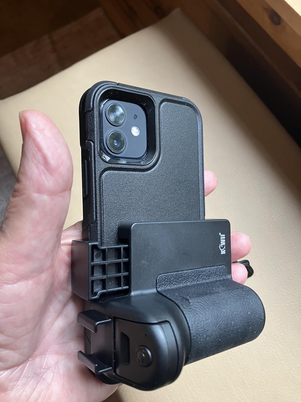 KIWIFOTOS Phone Camera Grip with Remote Shutter Cold Shoe Mount | Fits 2.3-3.3