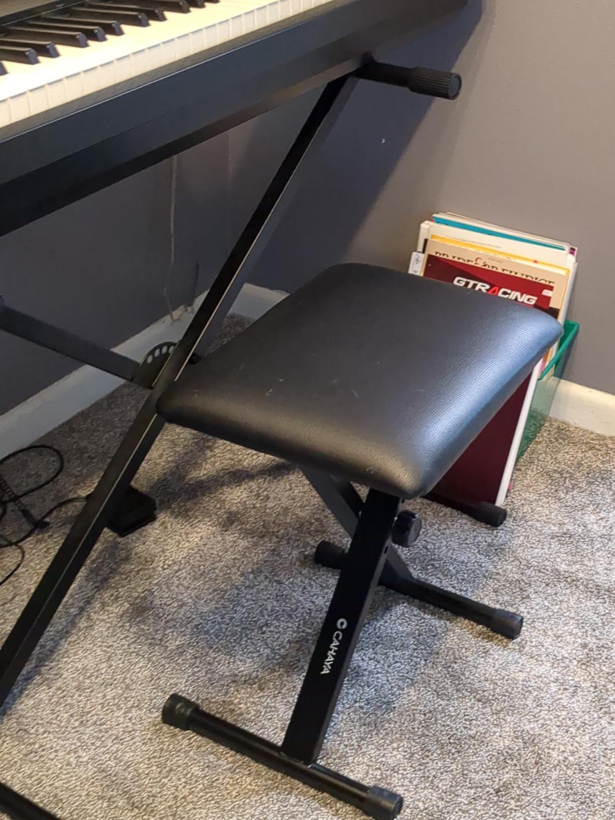 CAHAYA Keyboard Bench X-Style Height Adjustable 16.3-19.6in Padded Cushion Piano Stool Bench Keyboard Chair for Keyboards Piano CY0257 customer photo 2