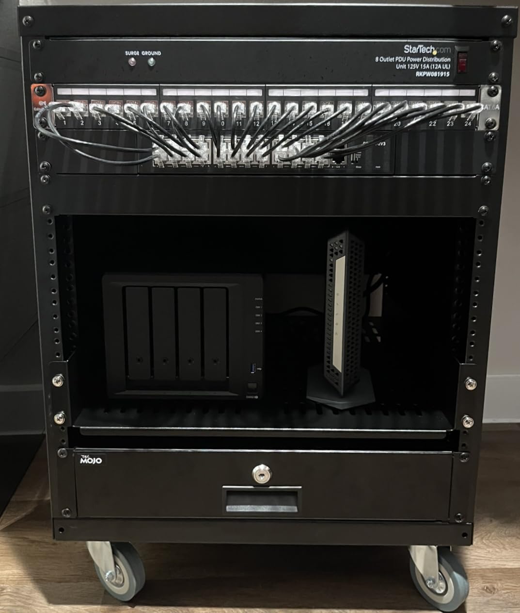 AxcessAbles 22U 19-Inch Rolling IT Server Rack 550LB Heavy Duty Open Frame with Removable Side Panels Large 3-Inch Locking Casters for Servers Networking and Rackmount Gear customer photo 1