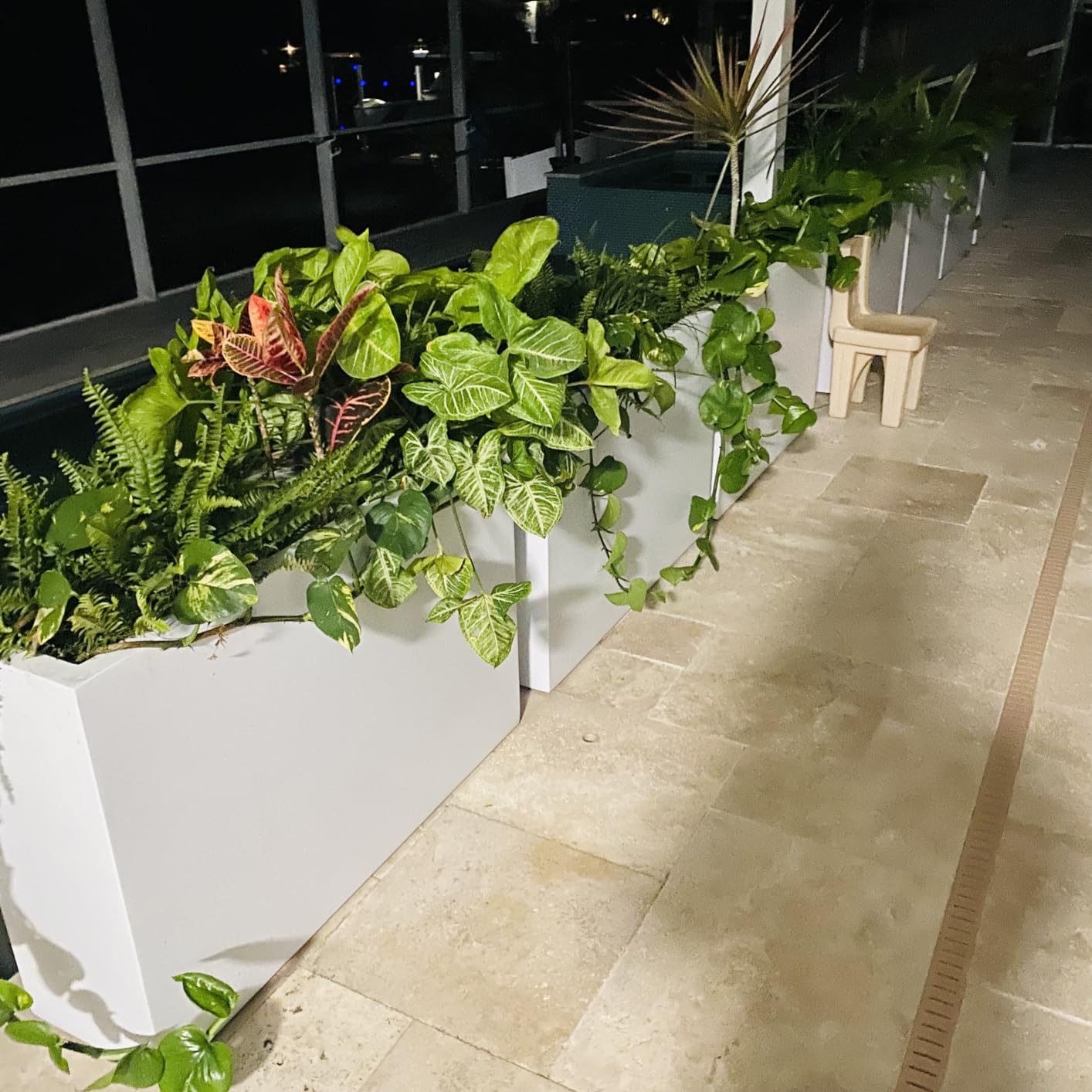 Gray Lightweight Fiberglass Tall Rectangular Planter Box - 24 inches - Outdoor Planter - 24L x 10W x 24H customer photo 2