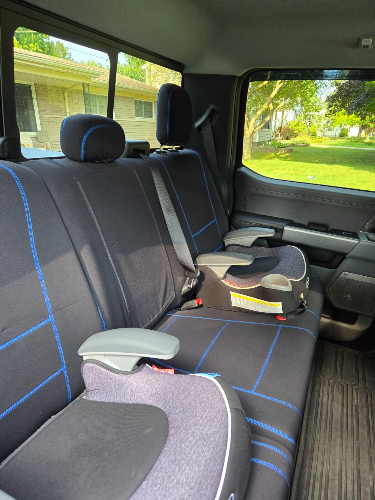 Coverado Car Seat Cover Full Set with Waterproof Neoprene, F150 Seat Covers for Trucks, Compatible with Ford F150 2015-2026 Crew Cab & 2017-2026 F250 F350 F450, White Black customer photo 1