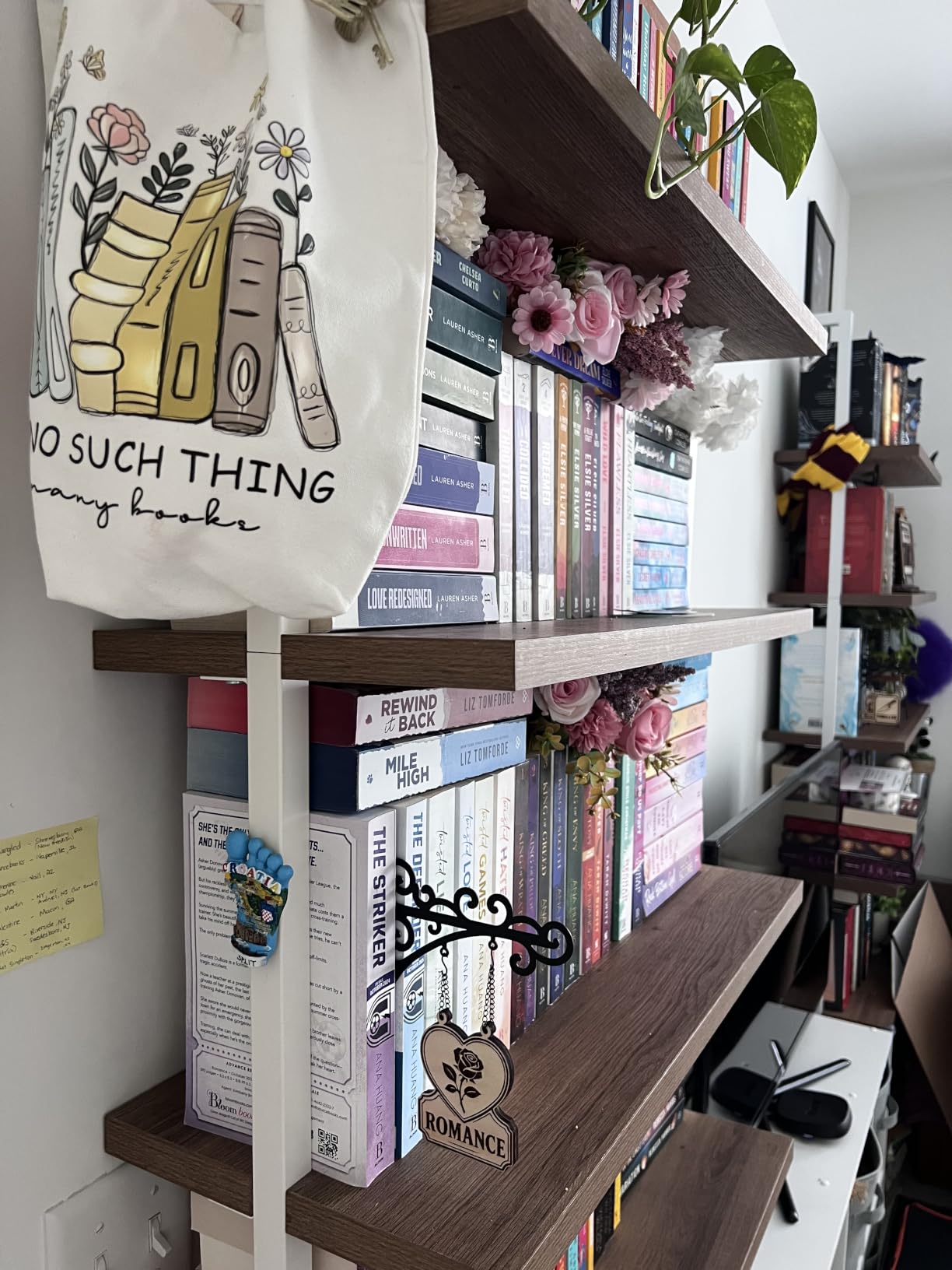 Nathan James Theo 6-Shelf Tall Modern Bookshelf, Wall Mount Ladder Shelf Bookcase with Wood and Industrial Metal Frame, Matte White customer photo 1