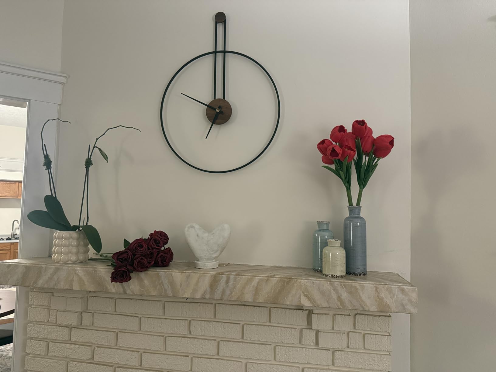 White Rustic Ceramic Vase Set of 3, Farmhouse Vase for Home Decor | Decorative Flower Vases Living Room Kitchen Table Centerpieces, Bookshelf Mantel Entrance customer photo 1