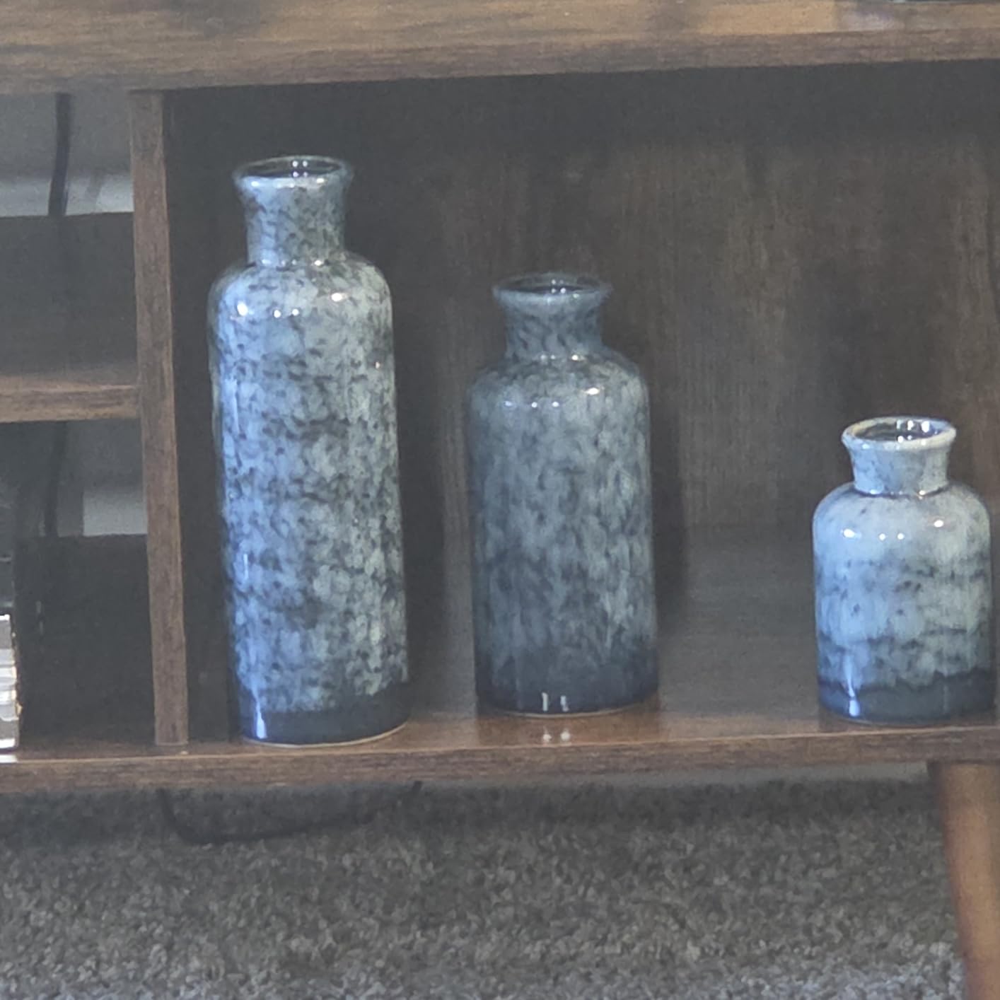 White Rustic Ceramic Vase Set of 3, Farmhouse Vase for Home Decor | Decorative Flower Vases Living Room Kitchen Table Centerpieces, Bookshelf Mantel Entrance customer photo 2
