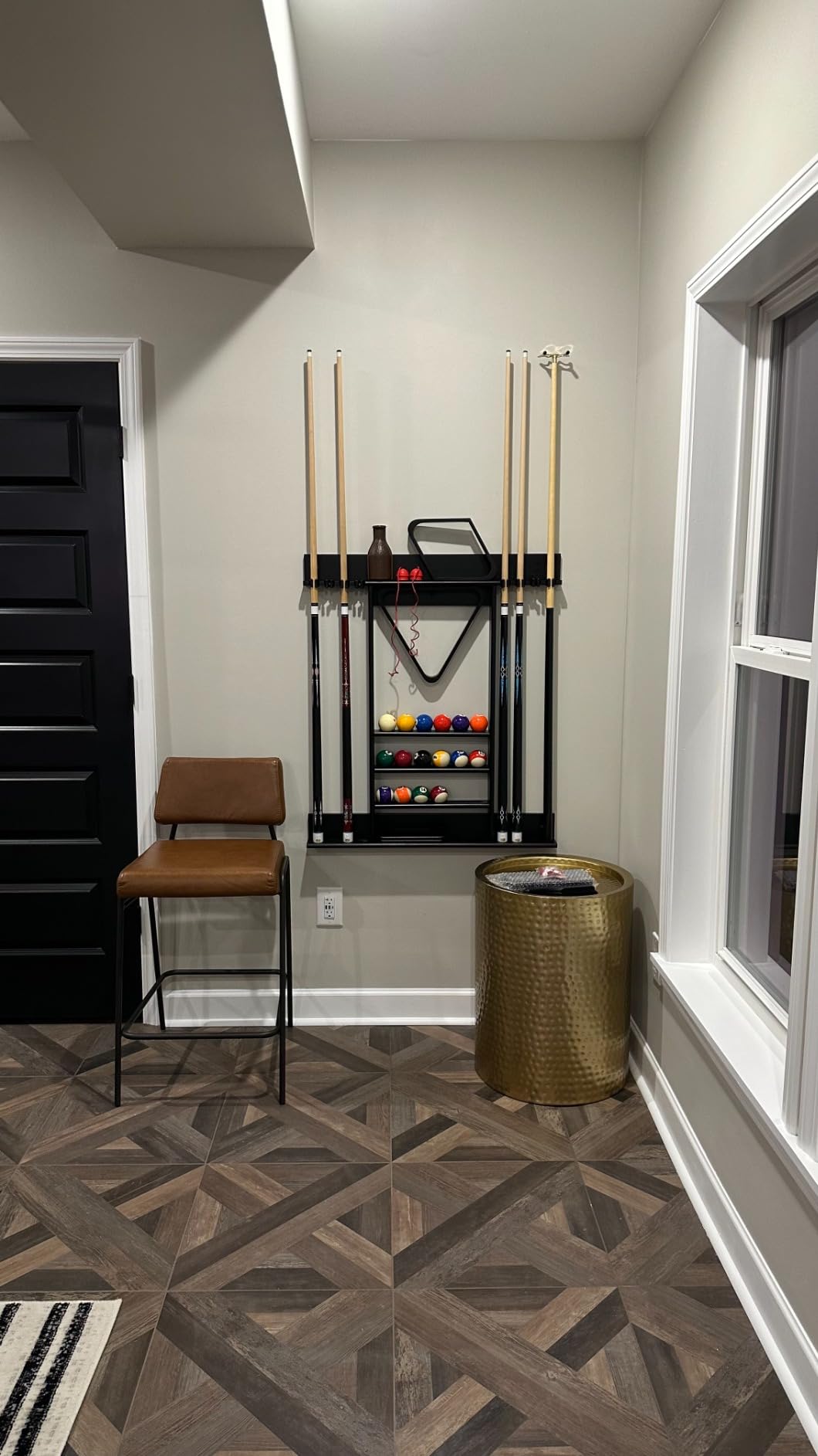 Pool Cue Rack Wall Mount For 8 Cues, Balls & Billiard Accessories Storage | 100% Solid Pine Wood Pool Stick Holder Pool Table Accessories Organizer for Game Room, Home Bar customer photo 2