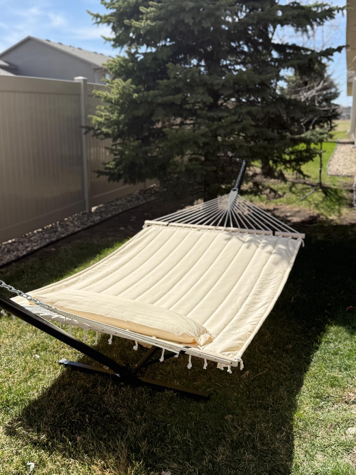 SUNCREAT 2 Person Hammock with Stand, Heavy Duty Portable Hammocks, 475 lbs Capacity, Dark Grey customer photo 1