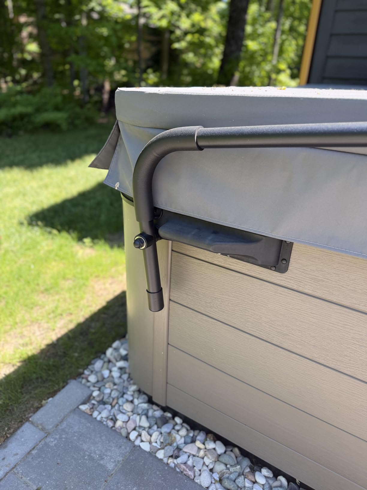 Spa Cover Lifts - Pivot Top Mount Spa & Hot Tub Cover Lift Removal System Reinforced Brackets with 3 Hook Towel Rack Fits Most Spas & Hot Tubs customer photo 2