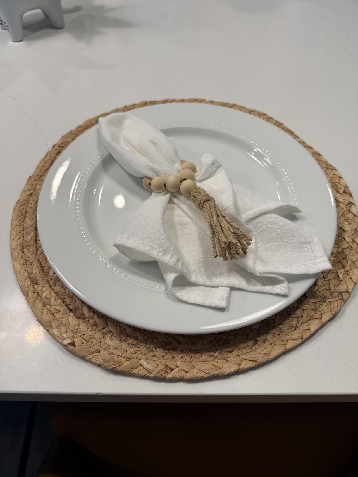Round Woven Placemats Set of 6 with 6 Coasters Natural Water Hyacinth Place Mats, 13.5 Inch Rattan Placemats Wicker Farmhouse Boho Straw Heat Resistant Outdoor Placemats Patio Table Mats customer photo 2