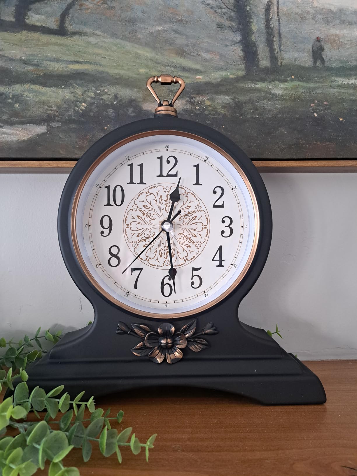Desk Clock for Mantel Table Decor, Silent Battery Operated for Fireplace 12