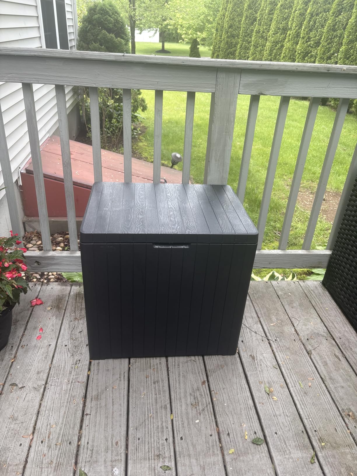Keter City 30 Gallon Resin Outdoor Storage Box and Patio Furniture Side Table for Pool and Garden Accessories, Dark Grey customer photo 2