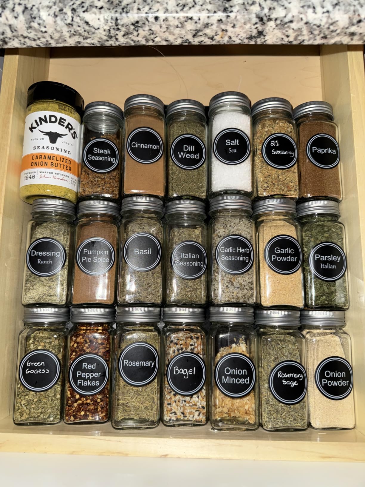 SpaceAid Spice Drawer Organizer with 28 Spice Jars, 386 Spice Labels, 4 Tier Seasoning Rack customer photo 1
