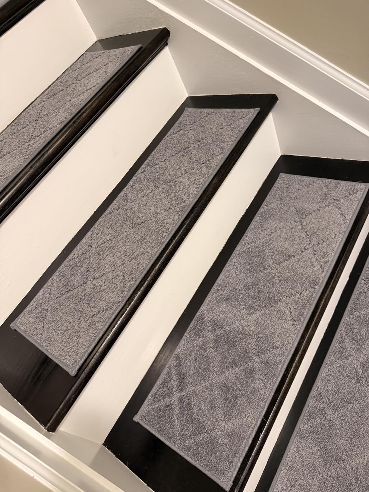 COSY HOMEER Edging Stair Treads Non-Slip Carpet Mat 28inX9in,15pc,Black | Indoor Stair Runner for Wooden Steps,Washable Adhesive Stairs Rugs for Kid,Elder,Dog,Polyester Carpet Stair Treads,TPE Back customer photo 1