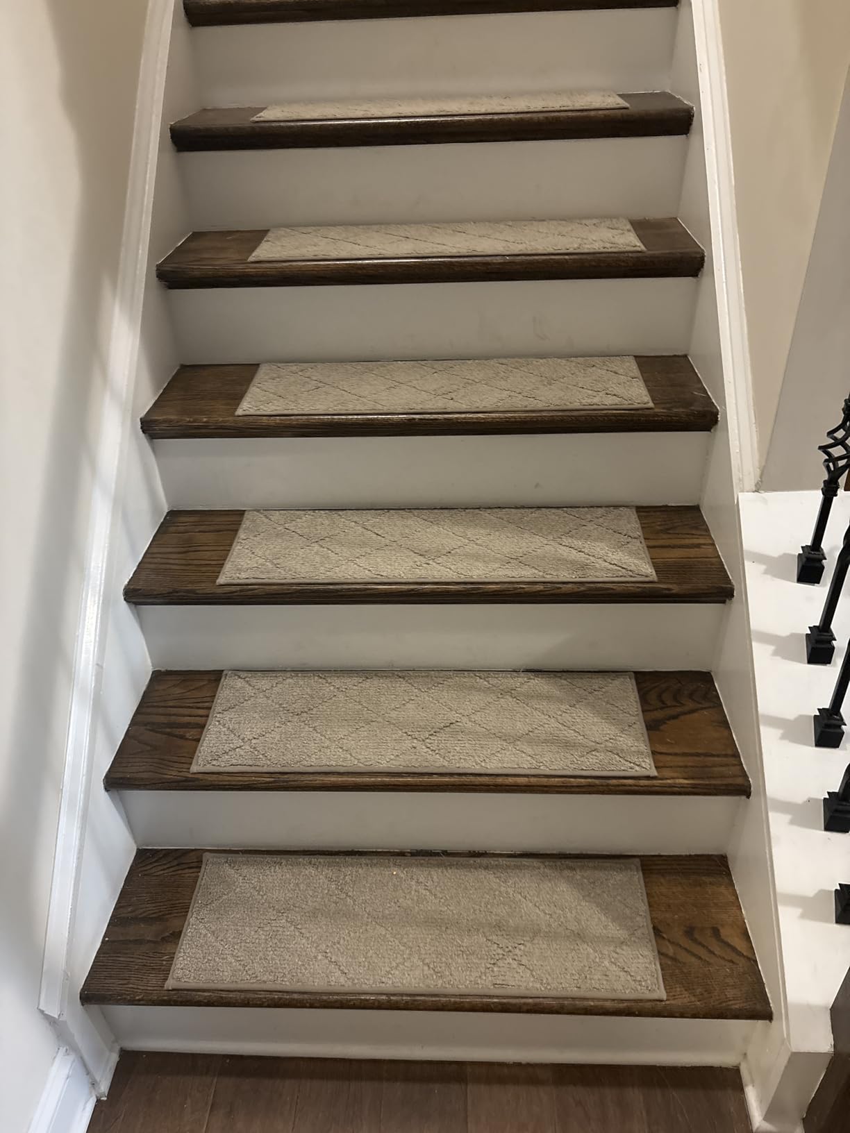 COSY HOMEER Edging Stair Treads Non-Slip Carpet Mat 28inX9in,15pc,Black | Indoor Stair Runner for Wooden Steps,Washable Adhesive Stairs Rugs for Kid,Elder,Dog,Polyester Carpet Stair Treads,TPE Back customer photo 2