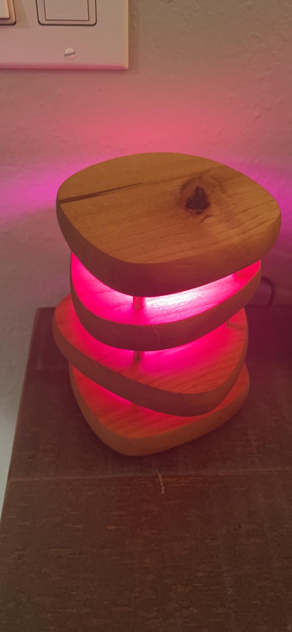 Friendship Lamp by Filimin Mid-Century Knotty Alder Wood Design - Wi-Fi Touch Lamp LED Light for Long-Distance, Connection, Relationship, Gift, 200+ Colors, App Setup - Natural Silver Single customer photo 1