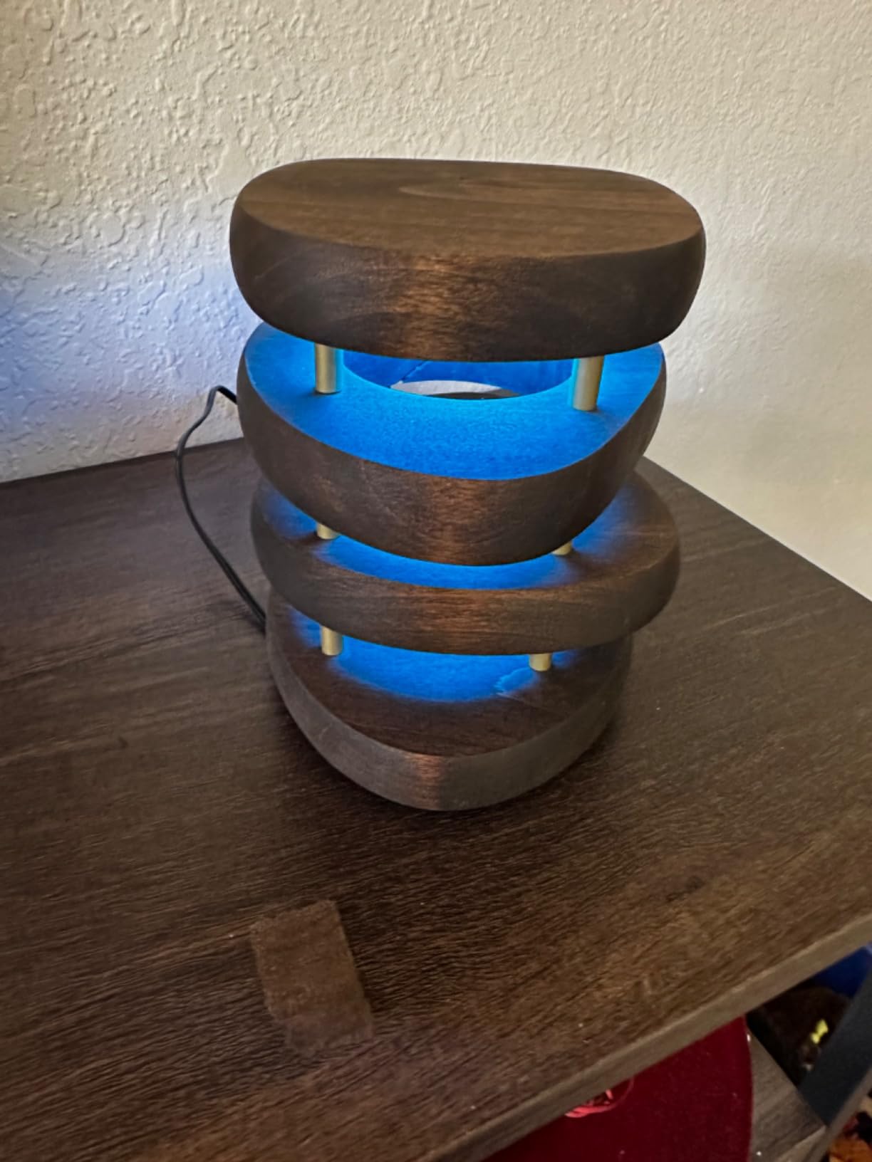 Friendship Lamp by Filimin Mid-Century Knotty Alder Wood Design - Wi-Fi Touch Lamp LED Light for Long-Distance, Connection, Relationship, Gift, 200+ Colors, App Setup - Natural Silver Single customer photo 2