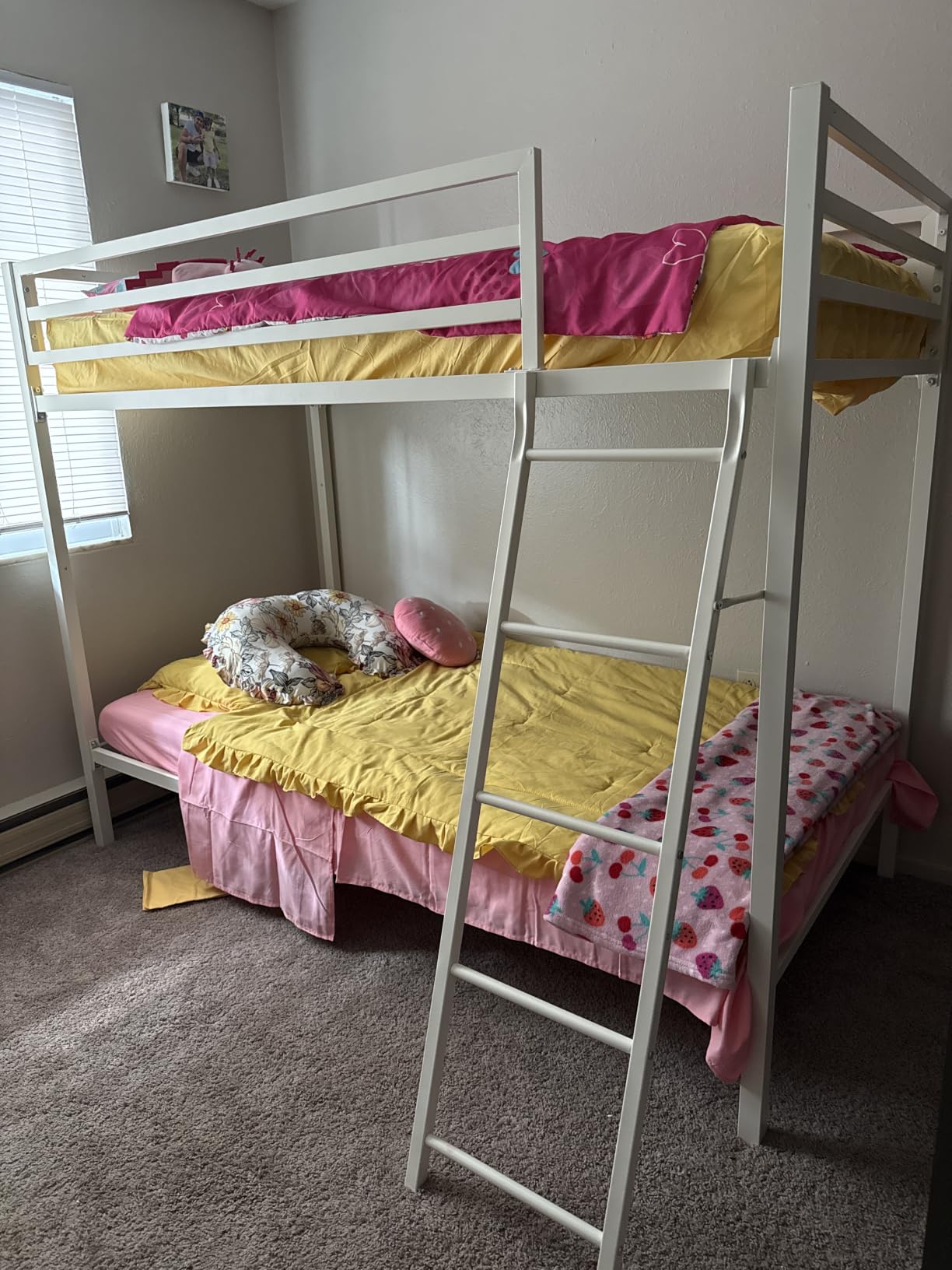 SHA CERLIN Bunk Bed Twin Over Twin Size with Ladder and Guardrail, Black | Heavy Duty, Metal Slats Support, No Box Spring Needed, Small Space Saving Furniture for Bedroom Dorm customer photo 1