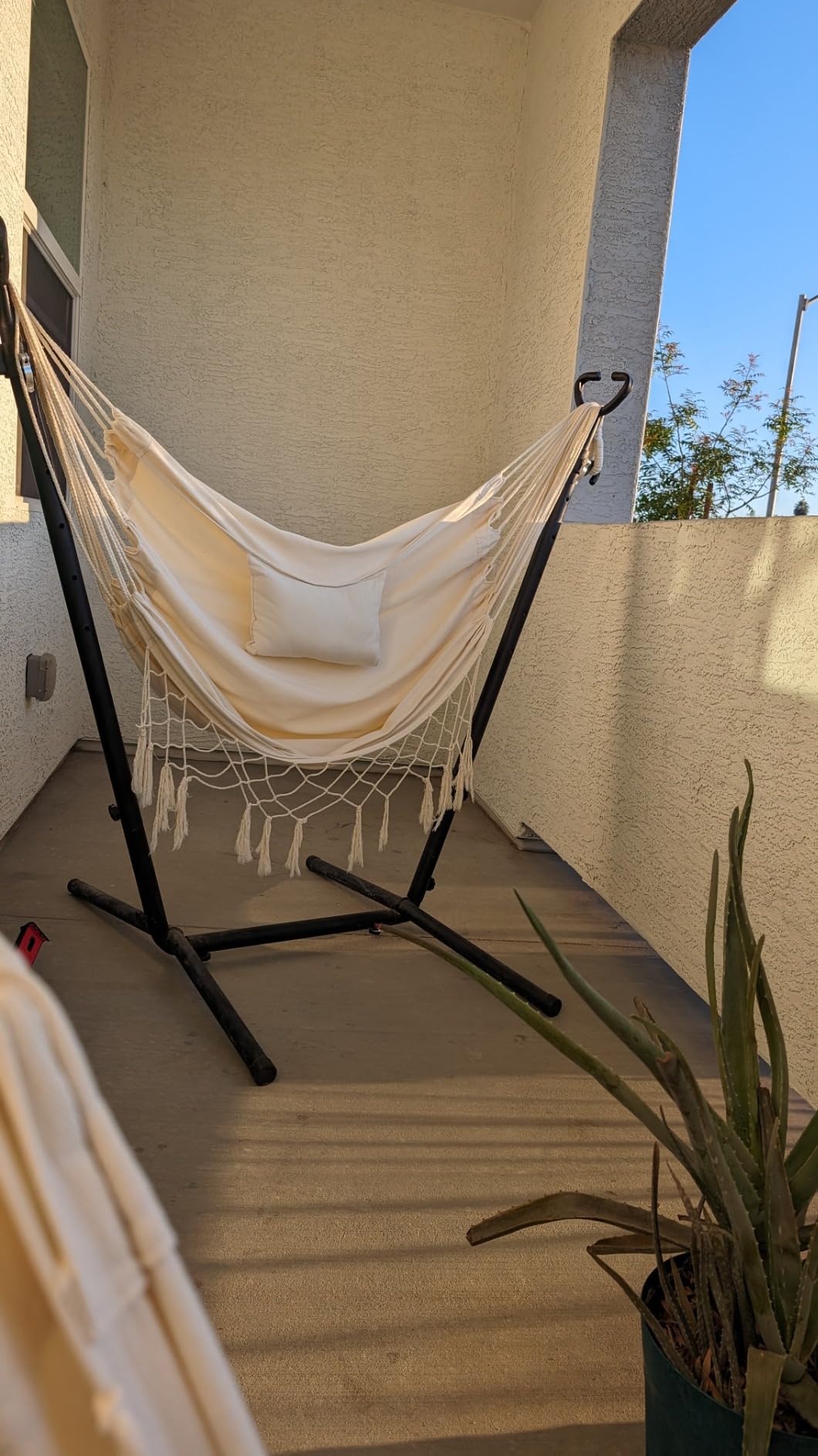 Hammock with Stand Phone Holder Included Double Hanging Chair Macrame Boho Handmade Adjustable Swing Indoor Outdoor Patio Yard Garden Porch 400lbs Capacity (2022 Grey) customer photo 1