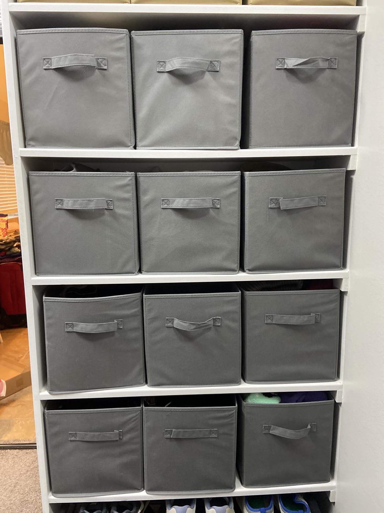 Amazon Basics Collapsible Fabric Storage Cube Bins Organizer with Handles for Organizing, Sturdy, Gray, 13 x 13 x 13 inch, 6-Pack customer photo 2