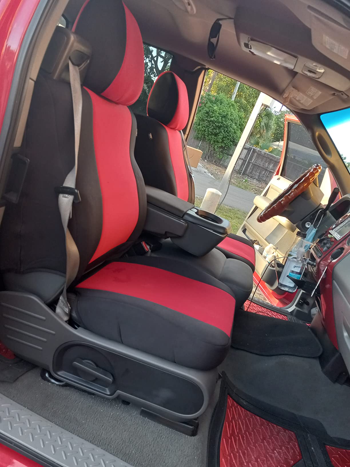 CarsCover Custom Fit Front Neoprene Seat Covers for 2015-2018 Ford F-150 | Premium red & black neoprene front seat covers protect against stains & daily wear customer photo 1