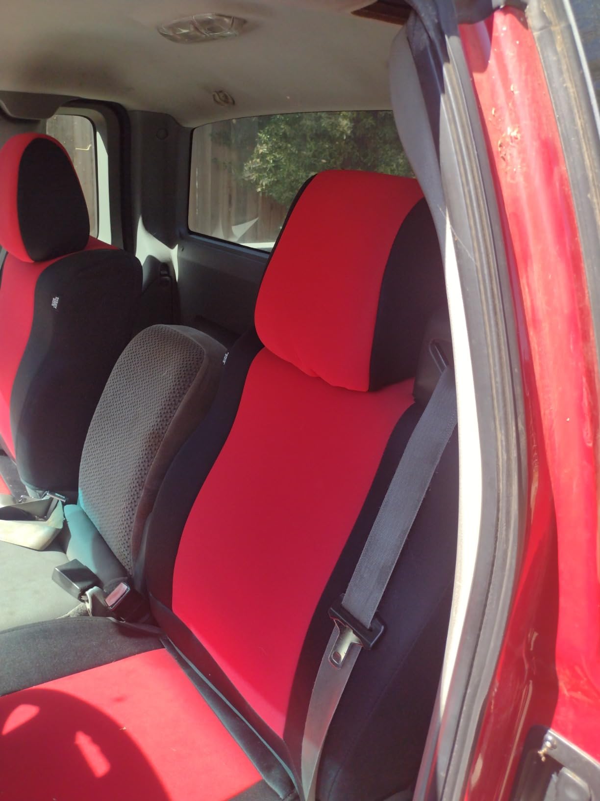 CarsCover Custom Fit Front Neoprene Seat Covers for 2015-2018 Ford F-150 | Premium red & black neoprene front seat covers protect against stains & daily wear customer photo 2