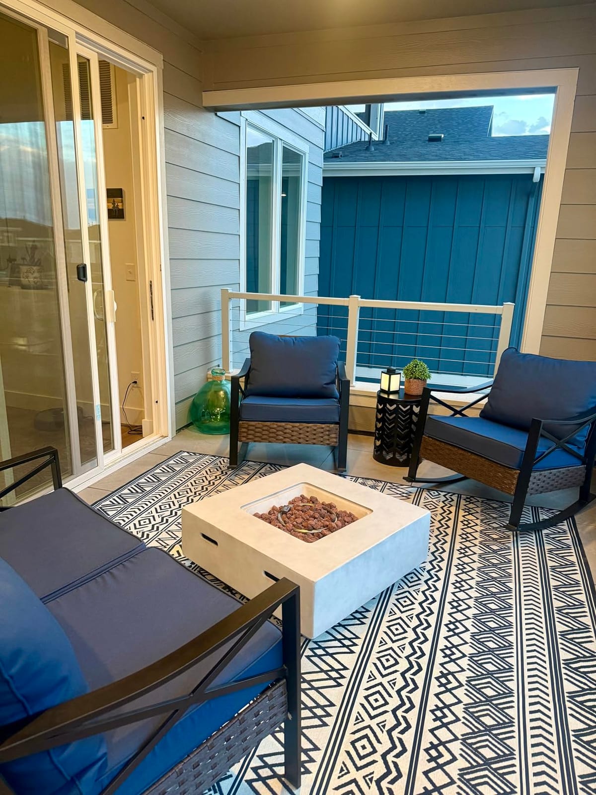 Outdoor Rug Carpet 5x8 ft, Flatweave Textured Outdoor Patio Rug Non Slip Indoor Outdoor Rugs with Rubber Particles Backing Boho Outdoor Area Rug for Patio Deck Front Porch Backyard Balcony customer photo 1