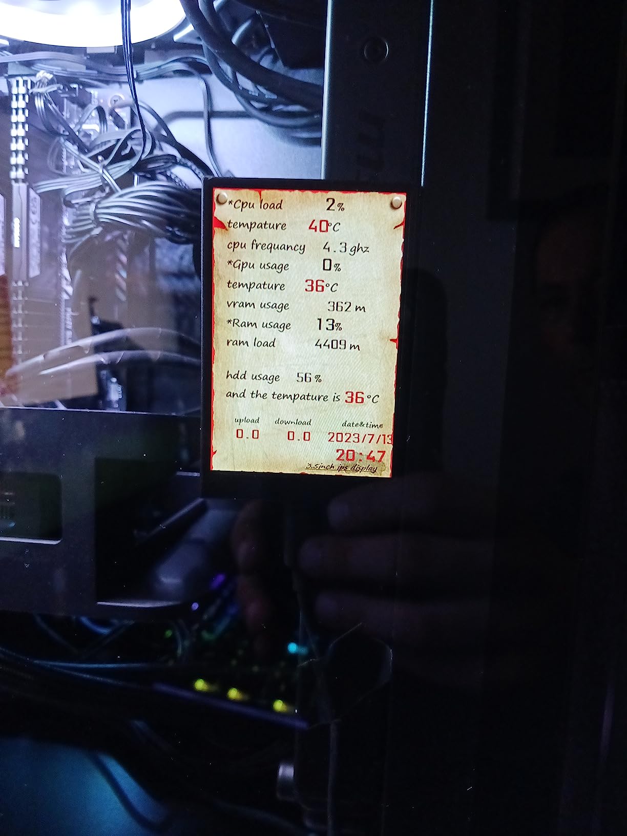 WOWNOVA English Version Computer Temp Monitor, ARGB PC Case Display, IPS USB Mini Screen, CPU RAM HDD Data Monitor customer photo 1