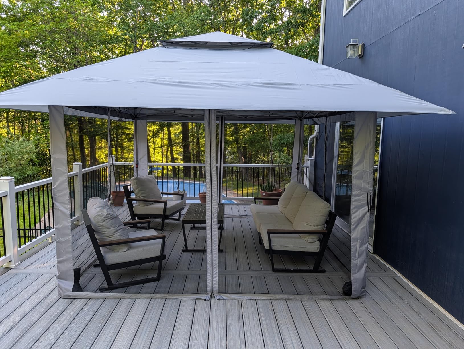 CROWN SHADES Gazebo 10x10 Pop Up Canopy with Mosquito Netting, Screen Tent with 4 Ropes, 8 Stakes, 4 Sandbags and Wheeled Storage Bag, Canopy for Patio & Backyard Parties,Camping&Events -(Coffee) customer photo 2