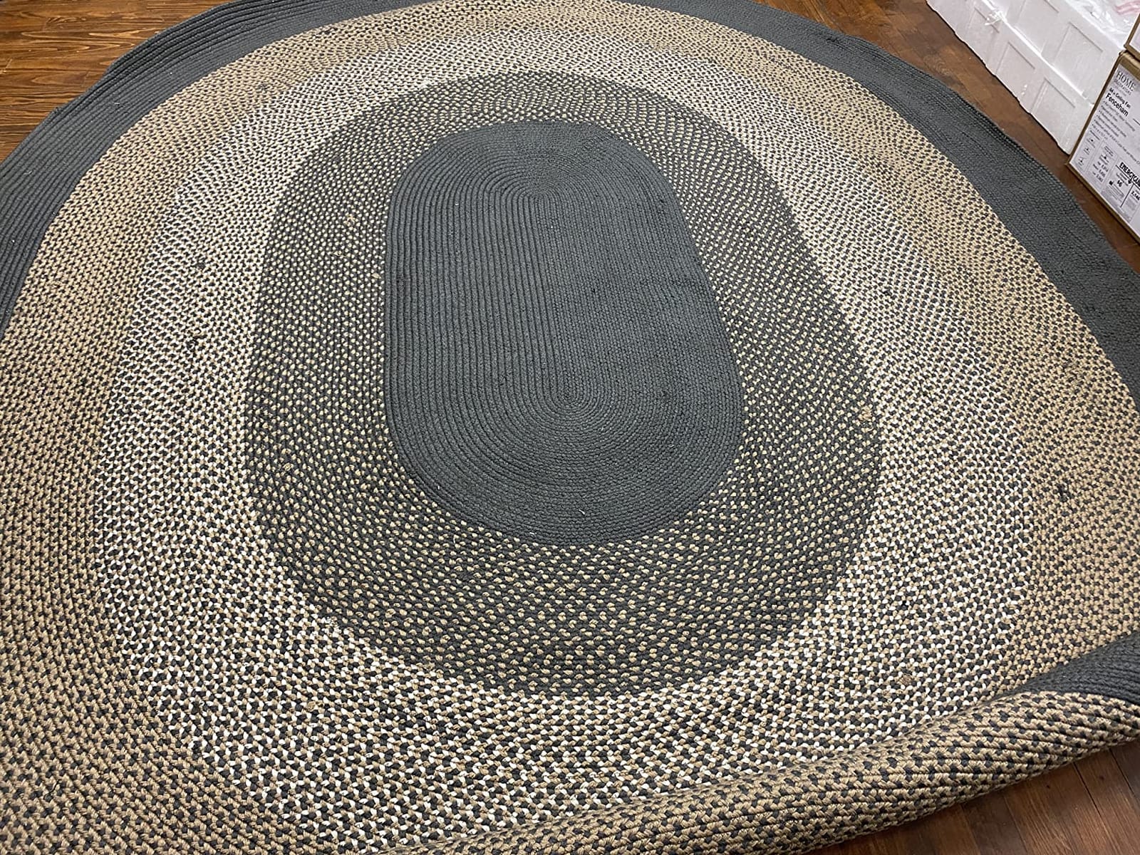Super Area Rugs Rustic Aqua Blue/White/Black Oval Braided Rug for Entryway/Foyer, Washable Outdoor Rug for Patio/Porch 3' x 5' Oval customer photo 2