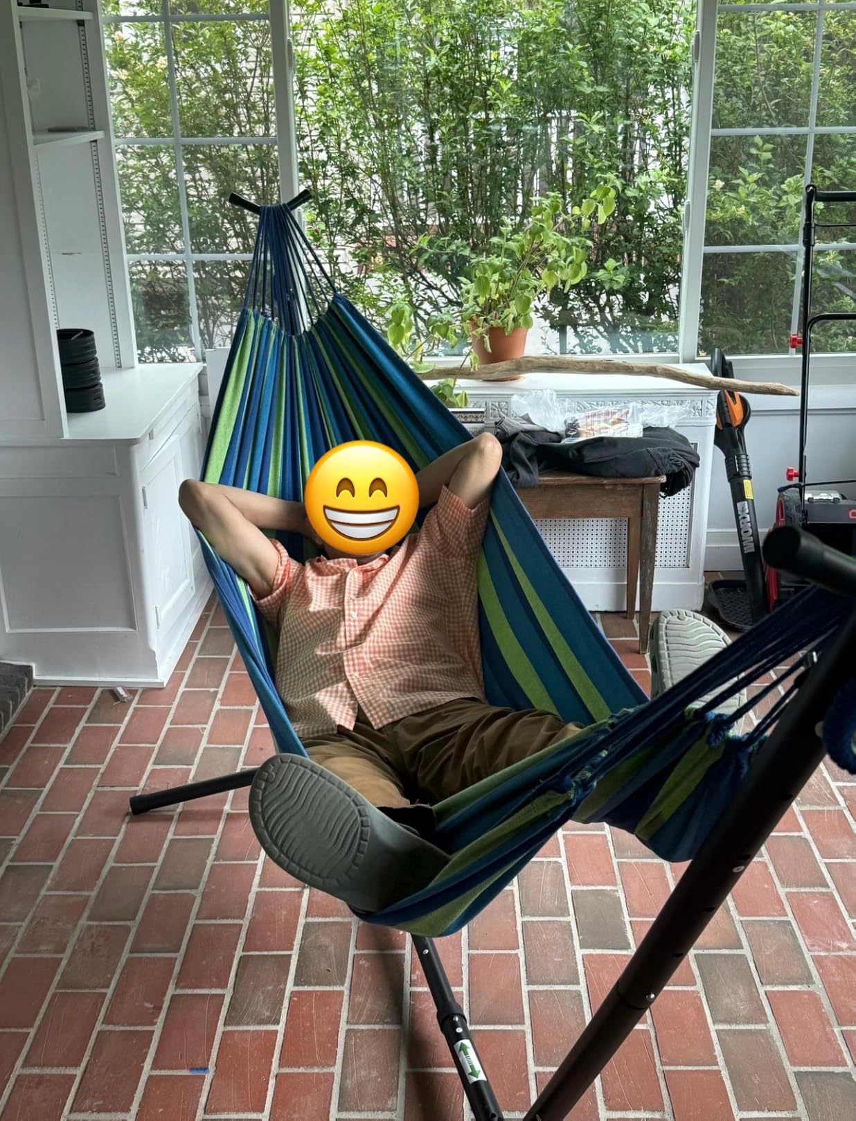 SUNCREAT 2-in-1 Hammocks Hammock Chair with Stand, Patented, Blue Stripe | 475 lbs Capacity, Heavy Duty Two Person Hammock with Stand customer photo 1