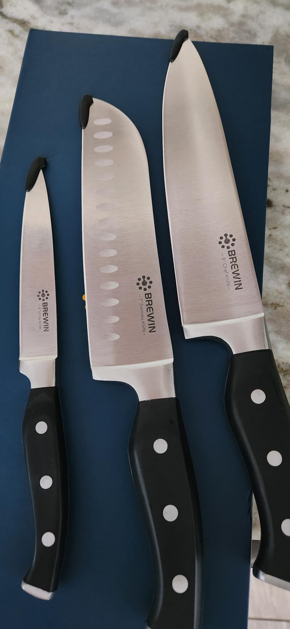Brewin Professional Kitchen Knives, 3PC Chef Knife Set Sharp Knives for Kitchen High Carbon Stainless Steel, Japanese Cooking Knife with Gift Box customer photo 1