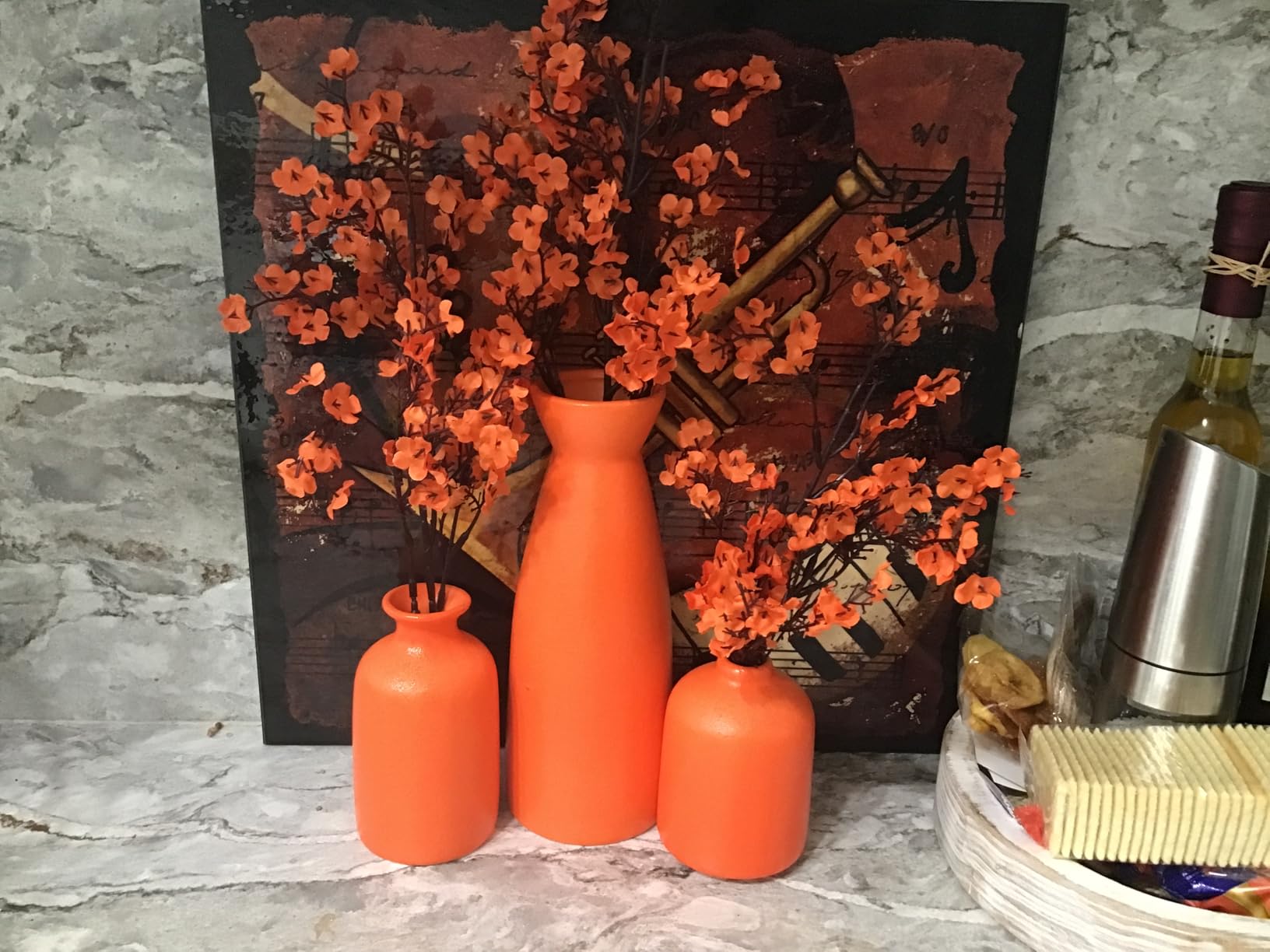 CEMABT Beige Ceramic vase Set-3 Small Flower vases for Decor, Modern Boho Farmhouse Home Decor, Decorative vase for Pampas Grass & Dried Flowers, idea Shelf, Table, Bookshelf, Entryway - Distressed customer photo 2