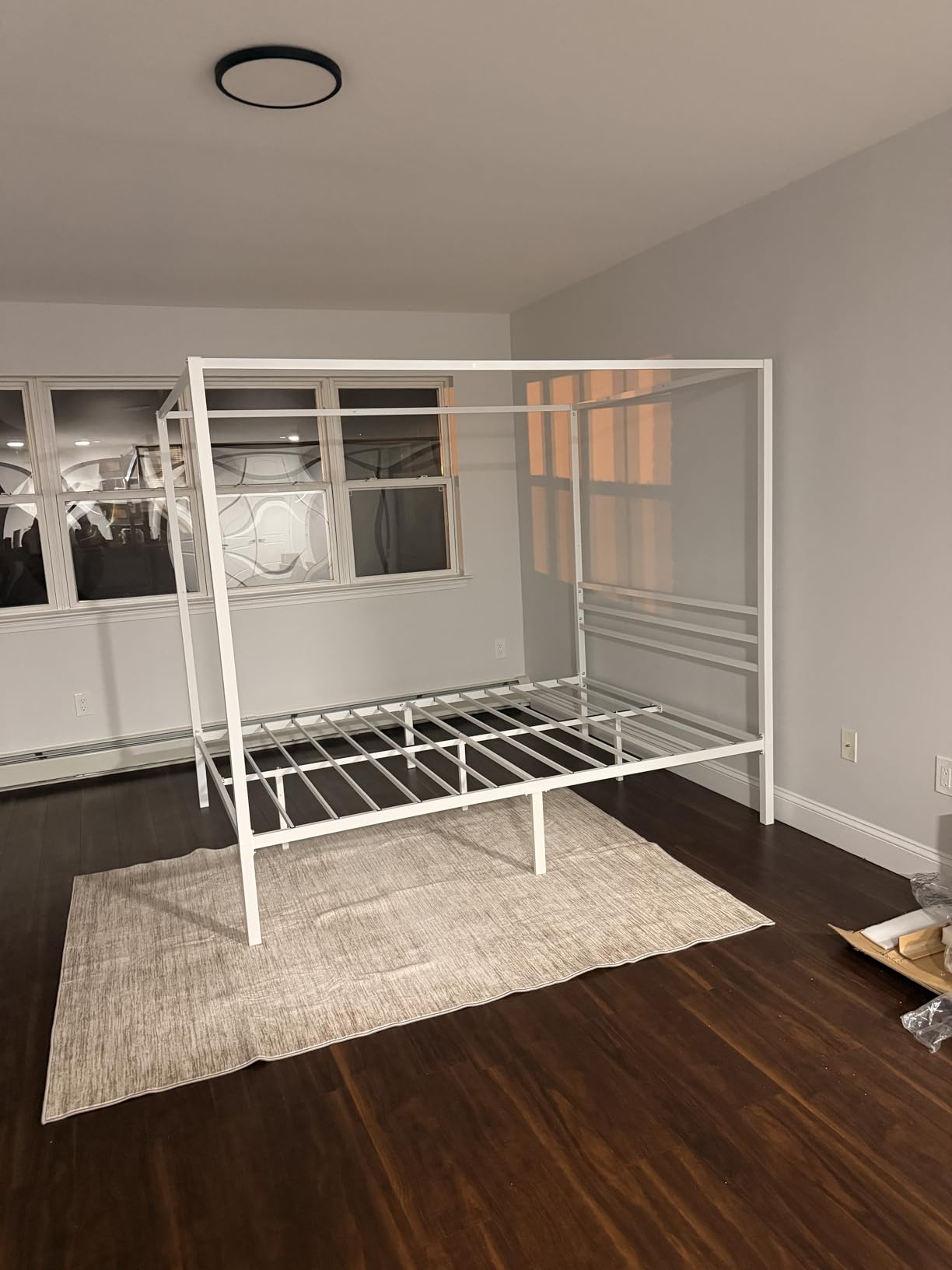 SHA CERLIN Queen Size Canopy Bed Frame with Heavy Duty Metal Slats, Black | Modern Minimalist Design Four-Poster, Under-Bed Storage Space, Mattress Foundation, No Box Spring Needed, Easy Assembly customer photo 2