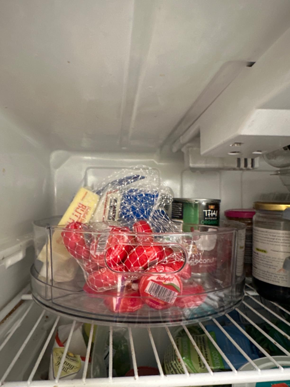 Oizeir Lazy Susan Turntable - Clear Acrylic, Removable Sections, Rotates 360 Degrees. Easily Organize Your Fridge, Cabinet or Counter. Great Carousel Storage for Food, Spices, Cosmetics. (4-Sections) customer photo 1