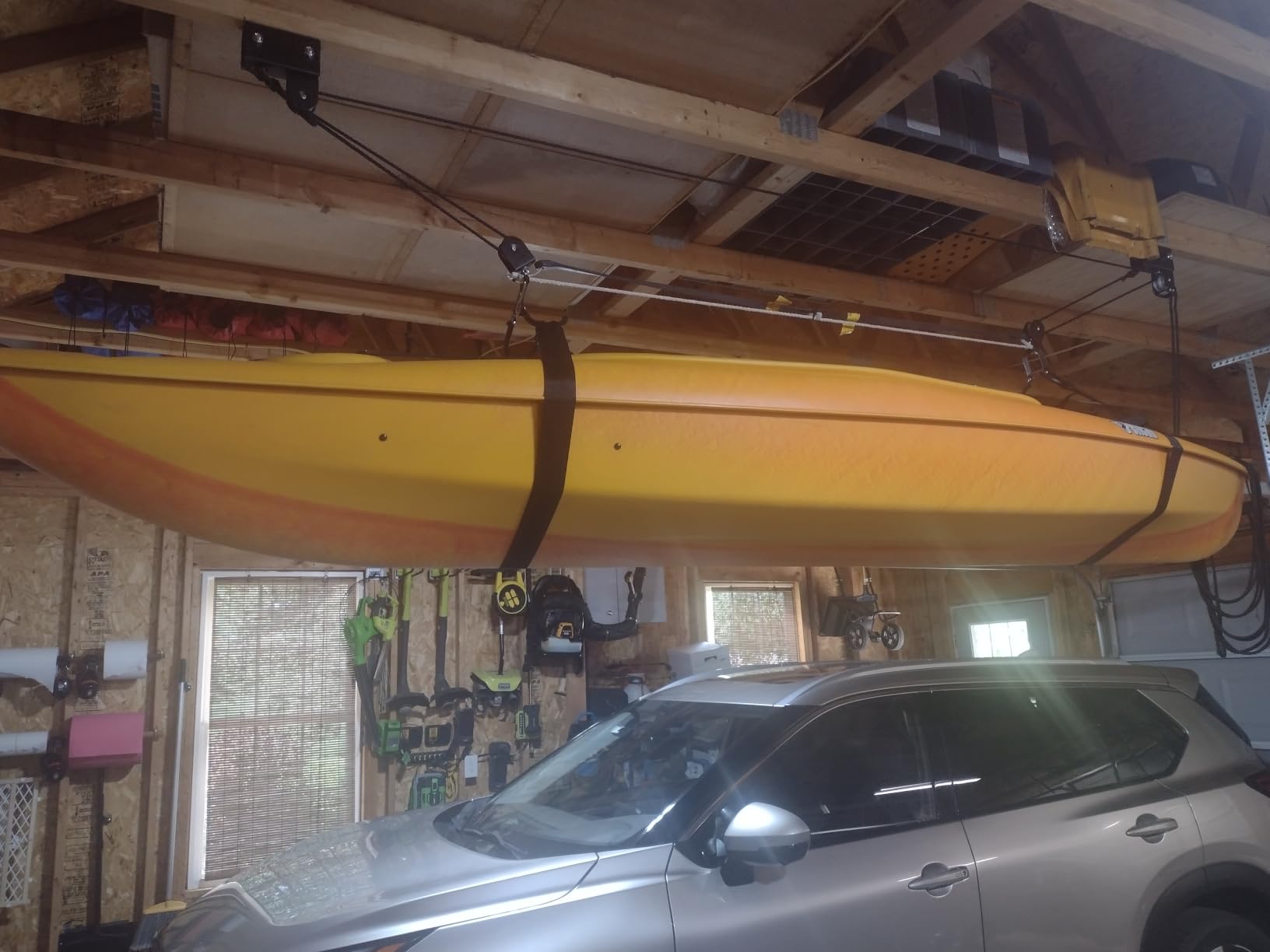 RAD Sportz Kayak Storage Hoist - Overhead Pulley System with 125lb Capacity for Canoes, Bikes, Ladders, and More - for up to 12-Foot Ceilings customer photo 1